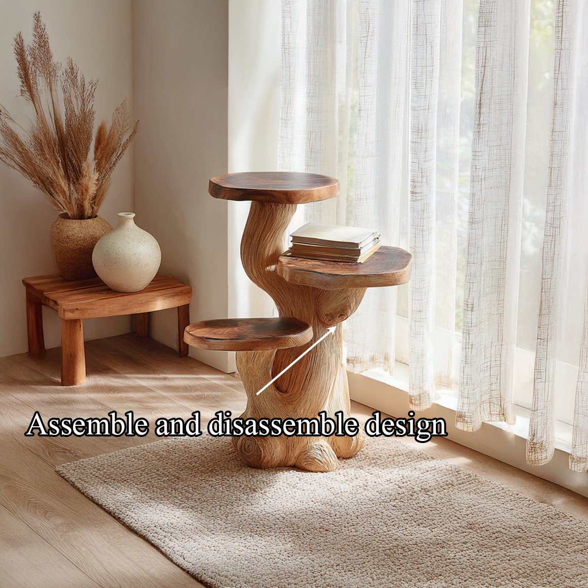 Rustic Mushroom Side Table Reading Nook SINLSABT102