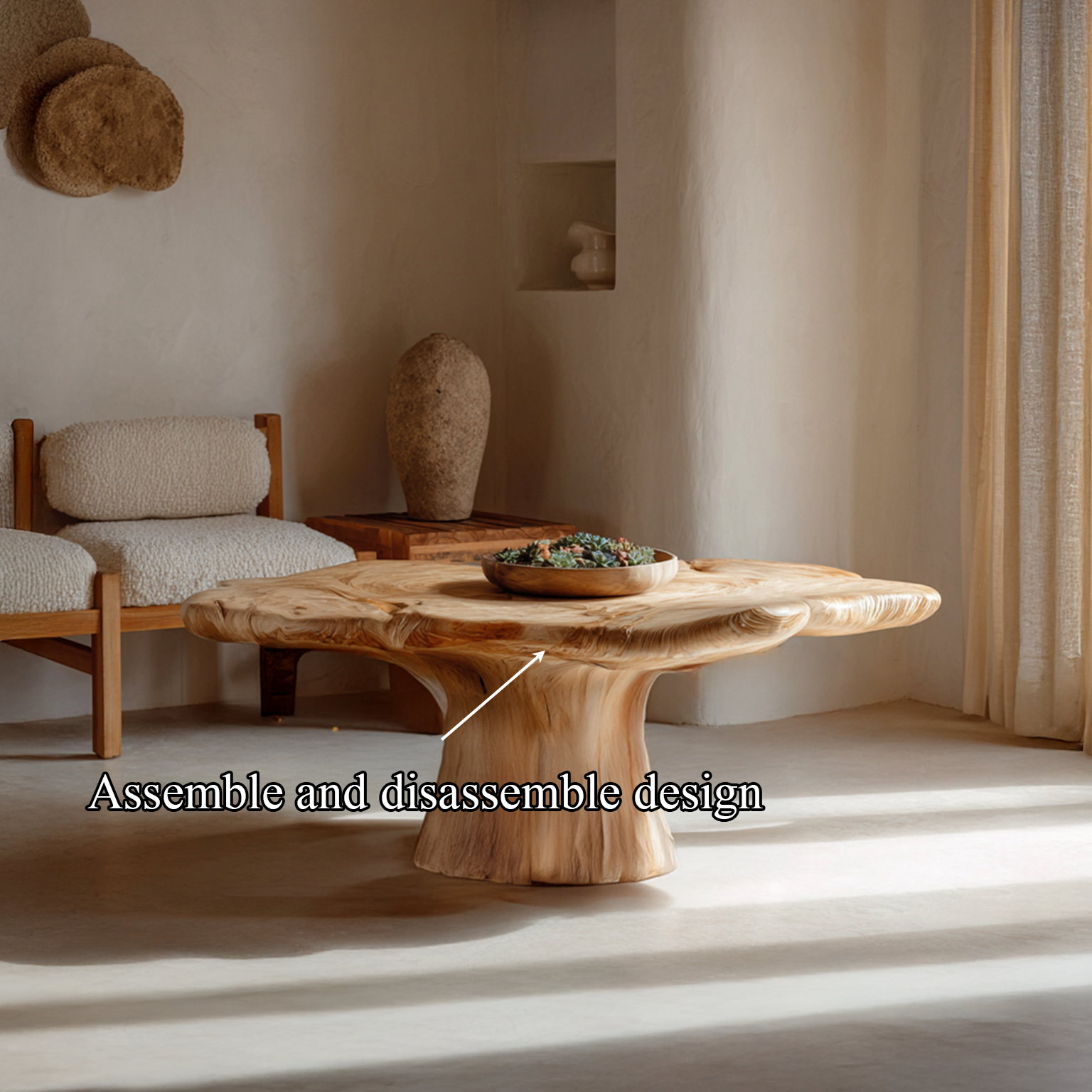 Rustic Mushroom Coffee Table Living Room SINLSACF031