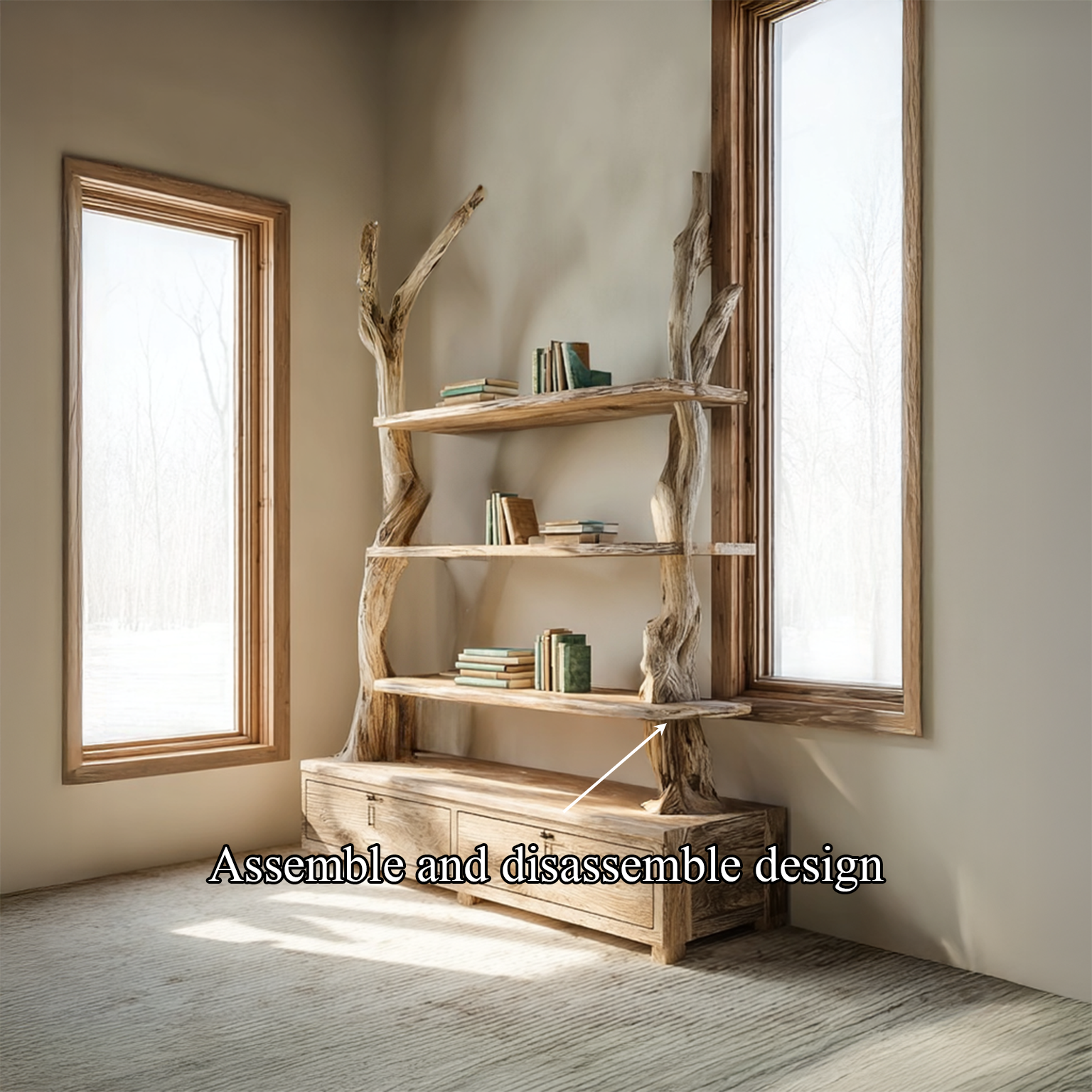 Rustic Tree Shelf Cabinet Bedroom SINLSATB212