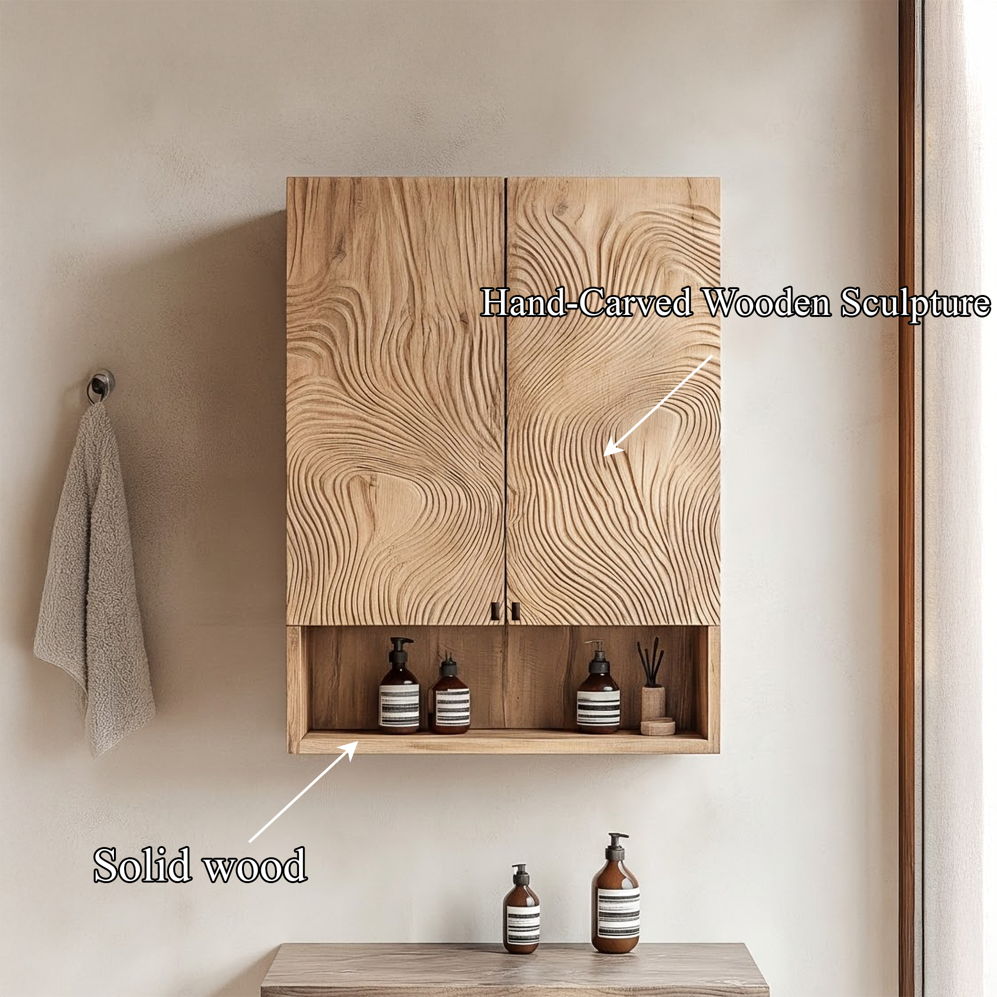 Rustic Minimal Wall Cabinet For Bathroom And Vanity Storage SINLSABCT004