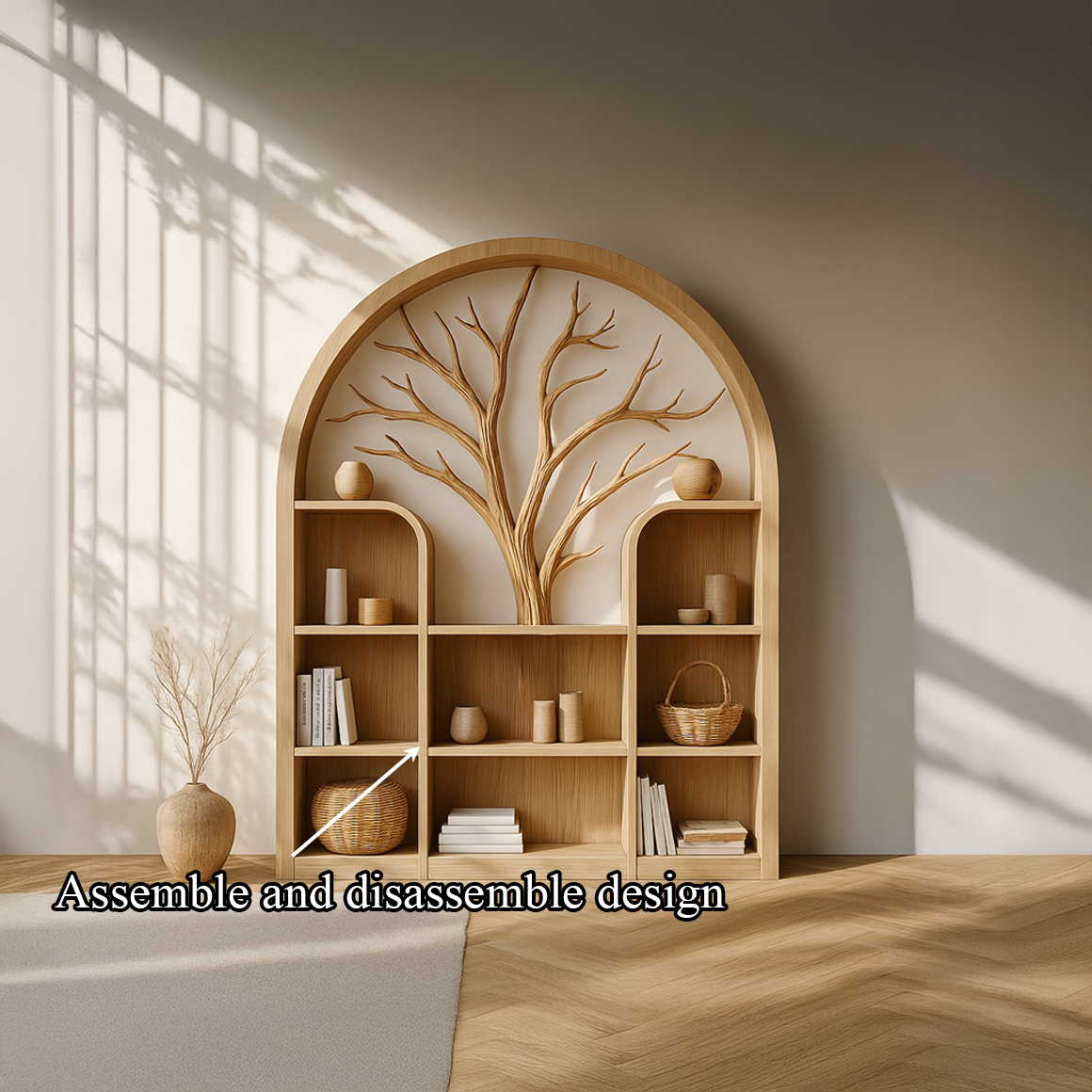 Scandinavian Rustic Tree Inspired Storage Cabinet Living Room SINLSASC239