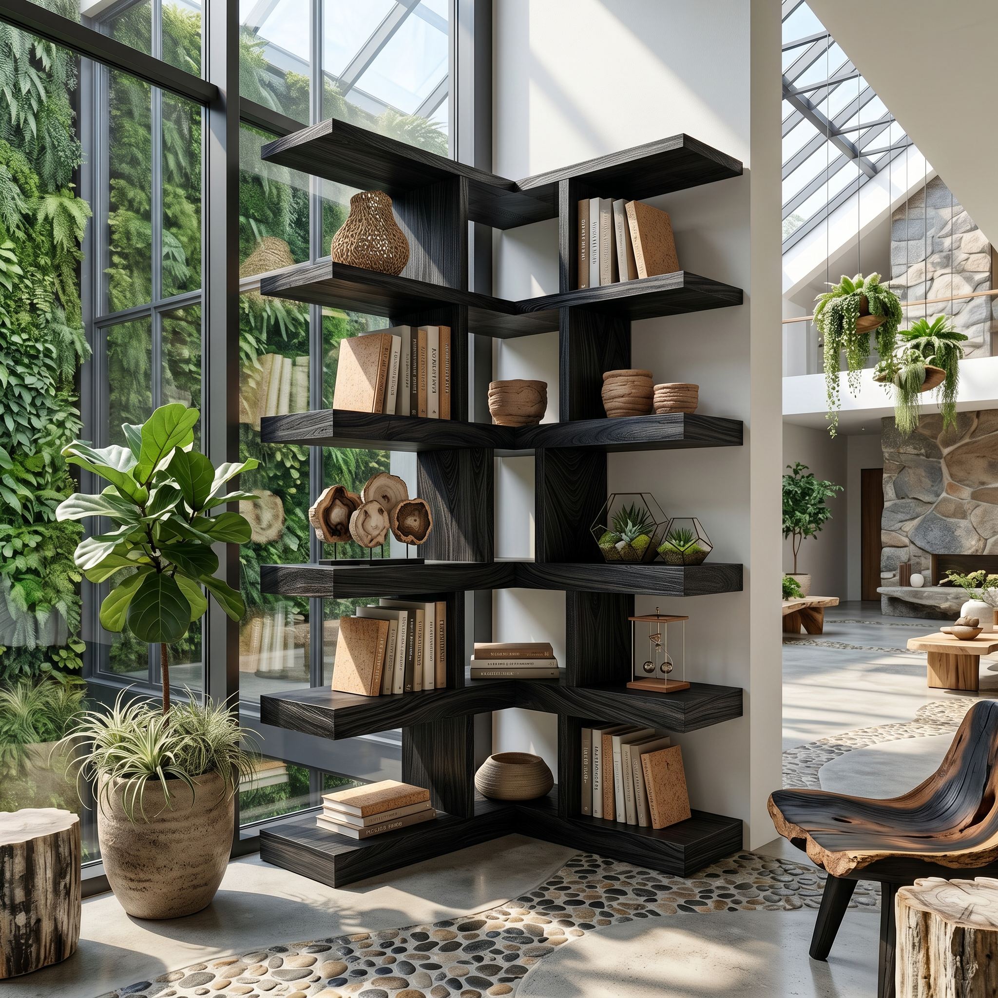 Contemporary Corner Bookcase For Modern Living Room SILDTTNBS055