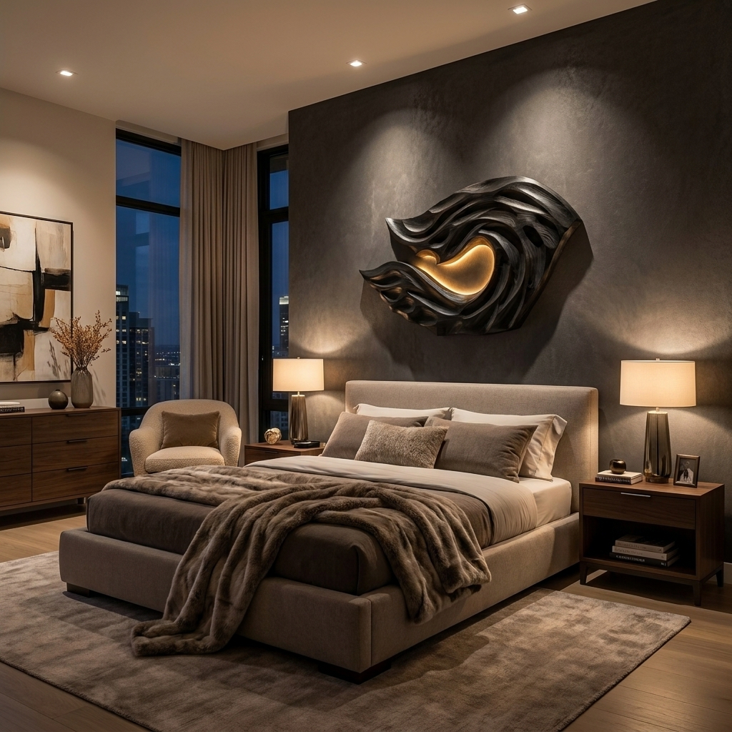 Organic Ocean Wave Wooden Wall Art For Contemporary Bedroom Wall RTTHTTWA142