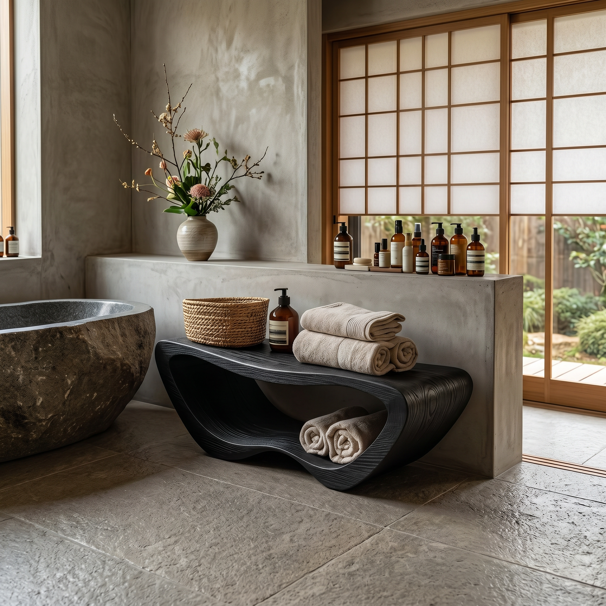 Minimalist Organic Shower Bench For Bathroom Or Spa SITHTTSB011
