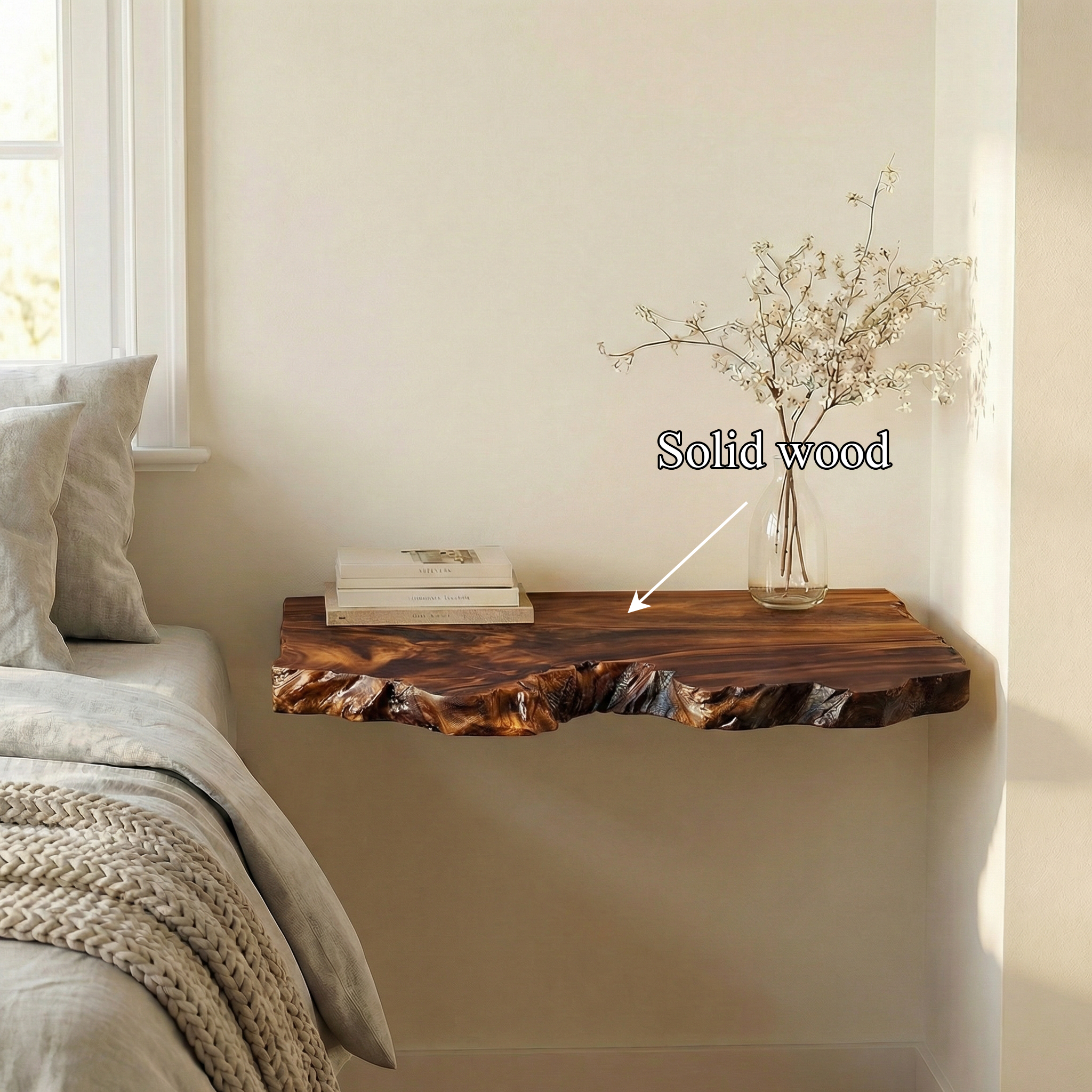 Organic Minimal Floating Nightstand For Bedroom And Bedside Space SINLSAFL511