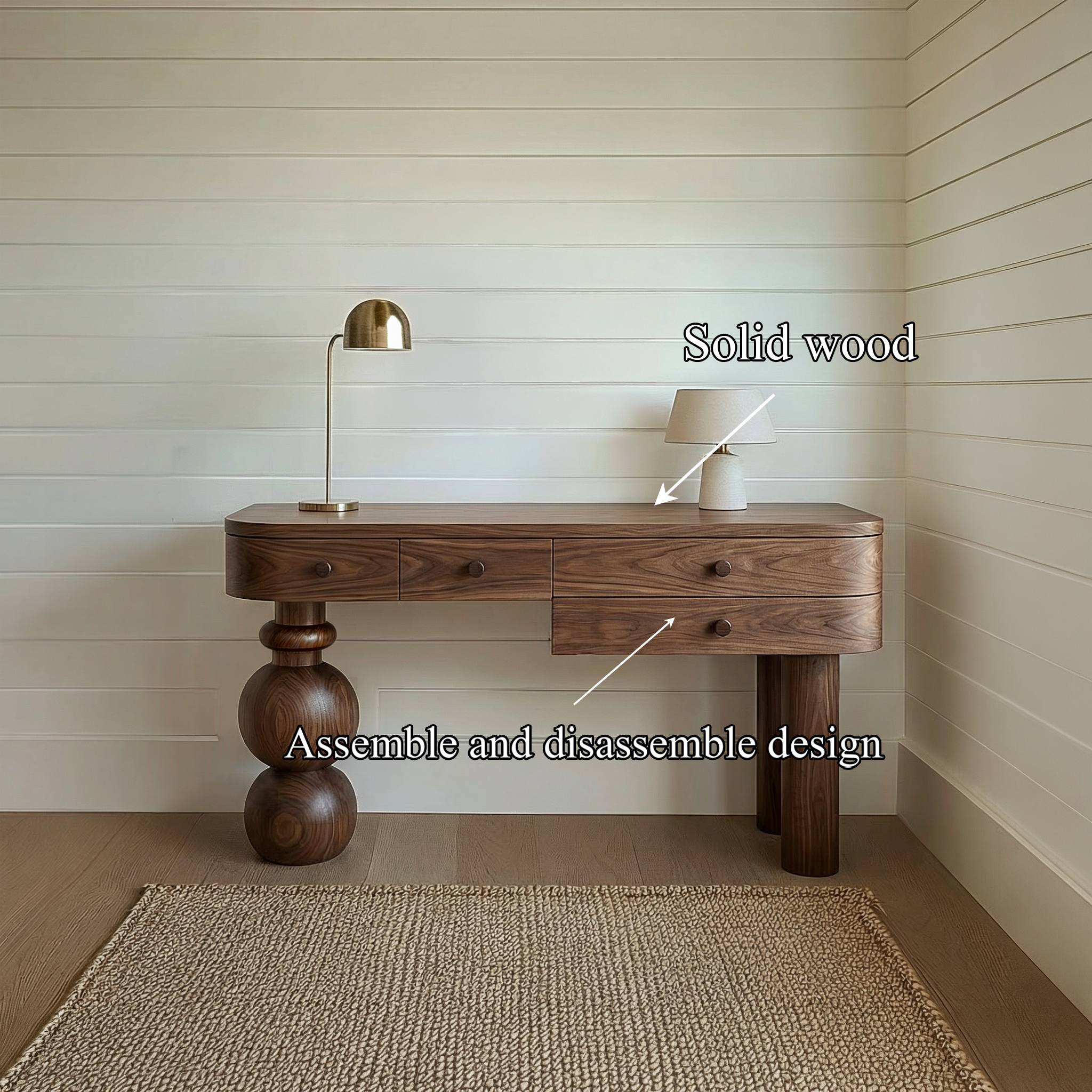 Organic Modern Wooden Dressing Table Bedroom Or Vanity Area SINLSABDT045