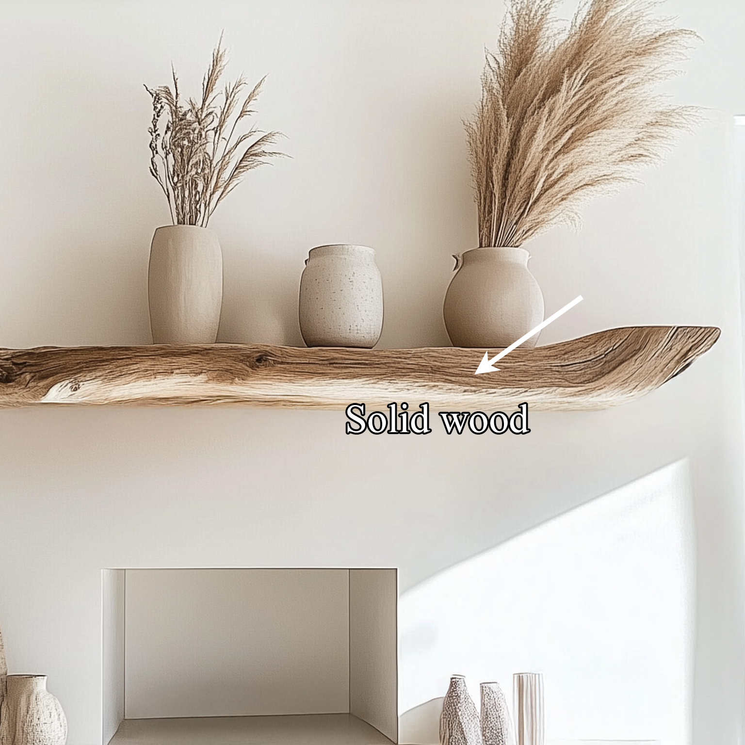 Boho Kitchen Floating Shelf Natural Edge Wooden Shelf For Wall Storage SINLSAFL069