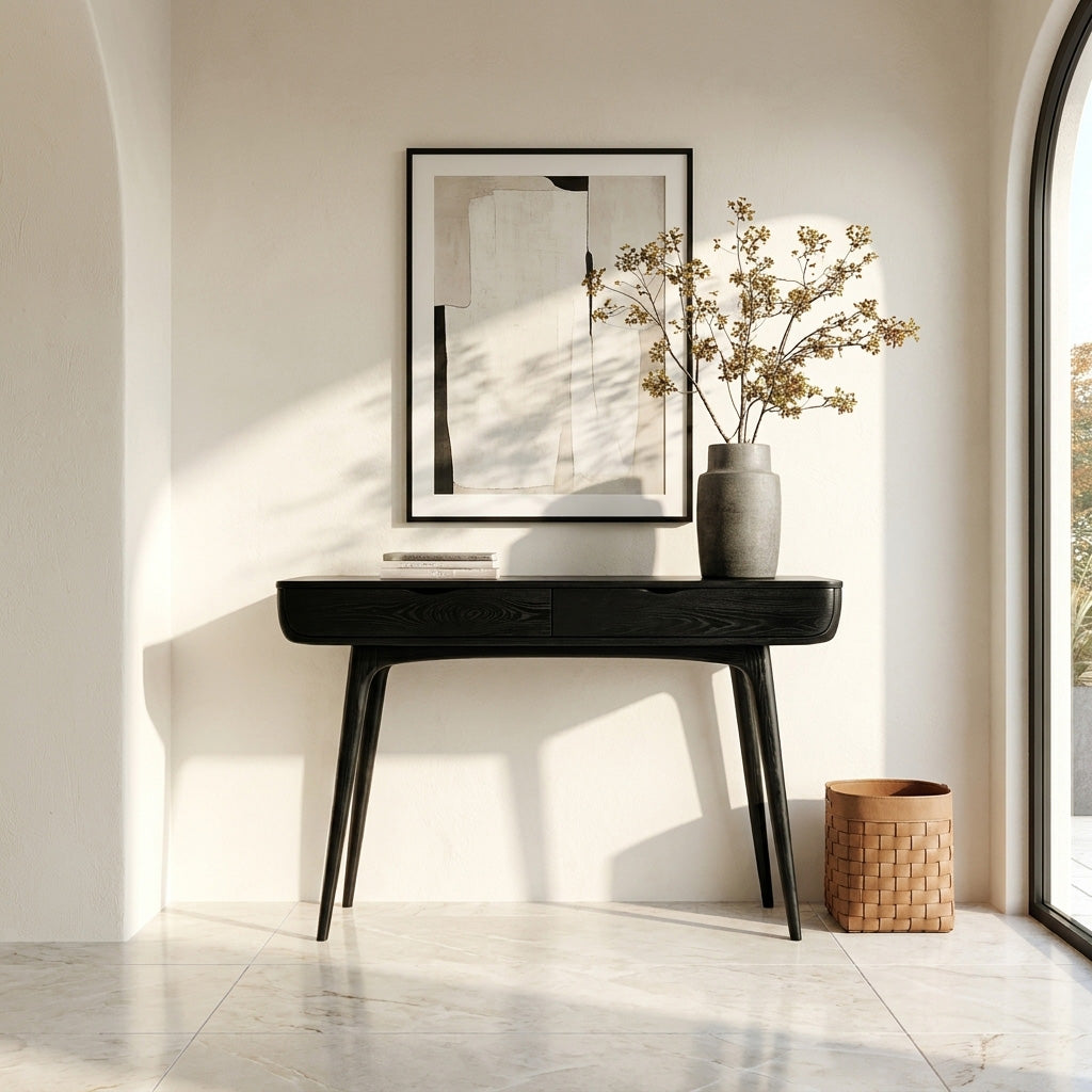 Mid Century Natural Wood Console Table For Hallway Decor RTTHHNCS024