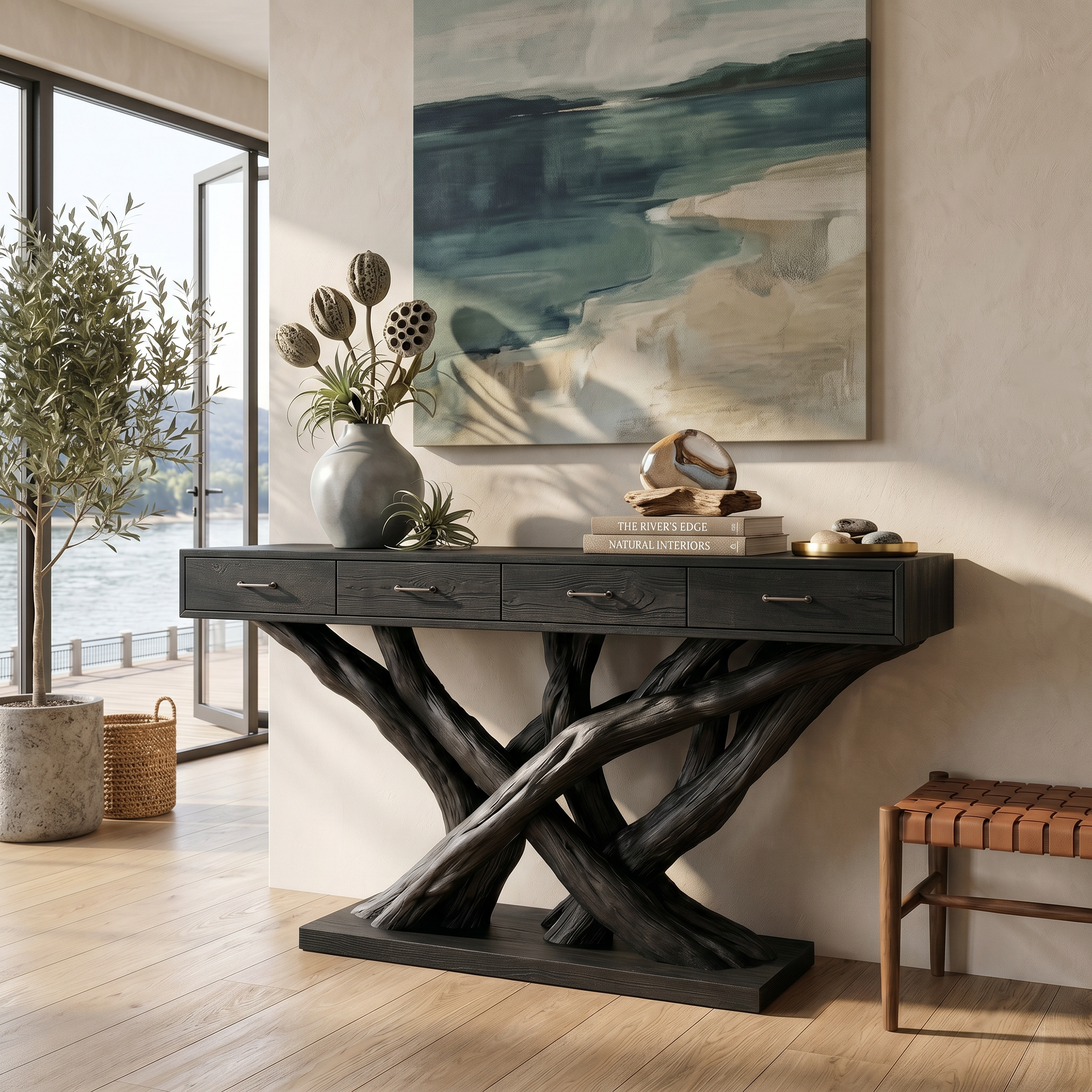 Organic Modern Twisted Root Console Table Luxury Entryway SILDTTRCS086