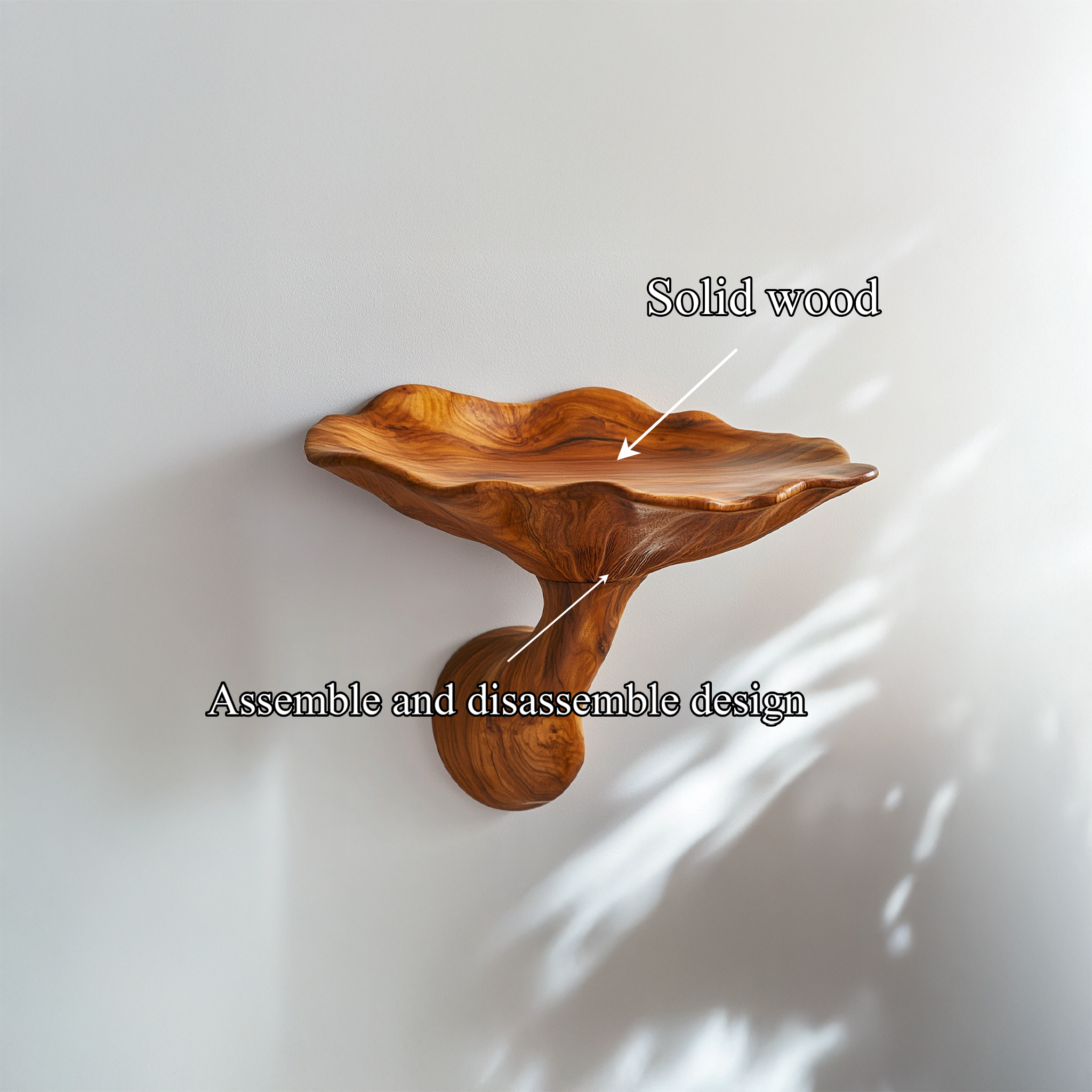 Organic Modern Floating Accent Mushroom Shelf For Bedroom Or Entryway SINLSAFL437