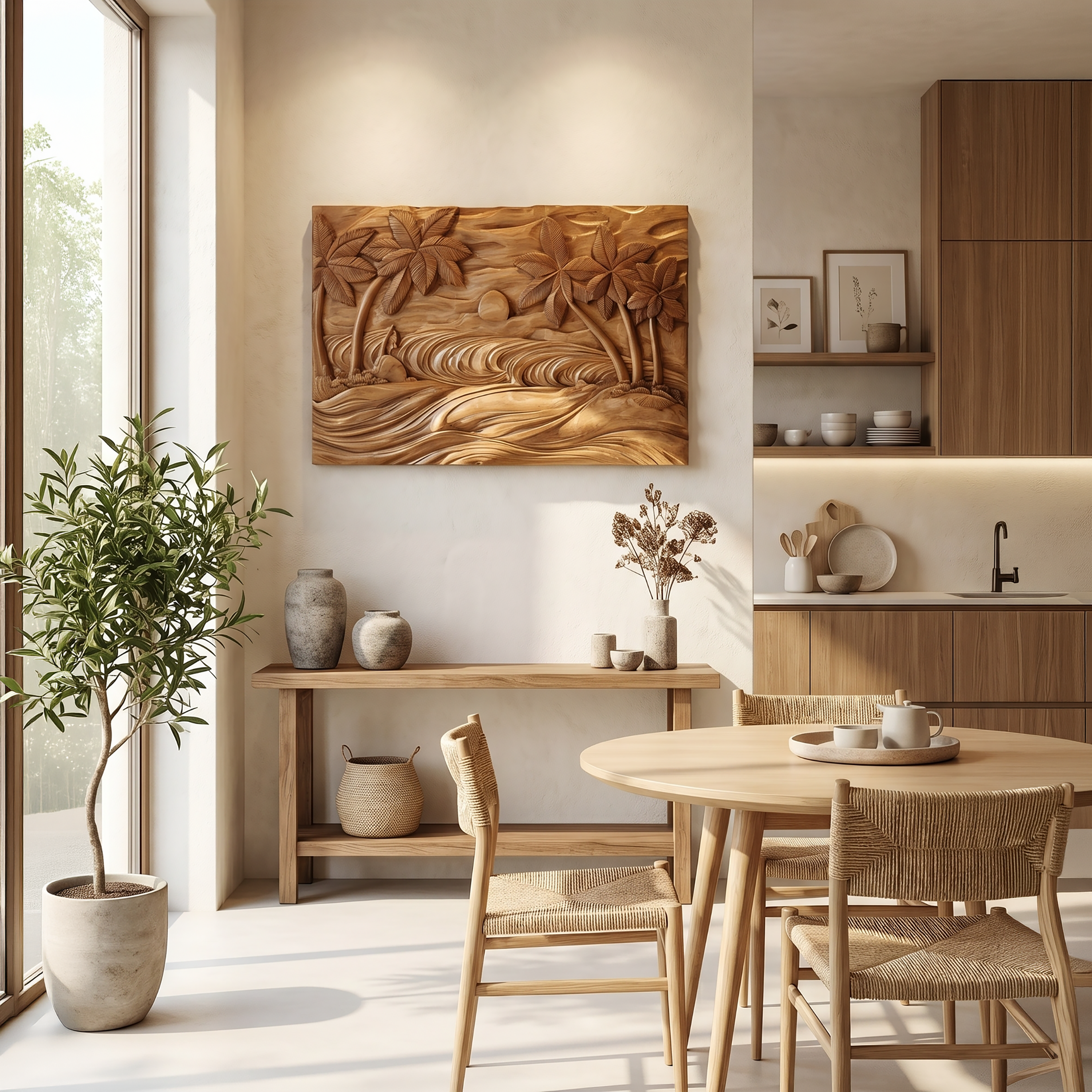 Round Ocean Wave Wood Wall Art For Luxury Coastal Interiors SILDTTRWA068