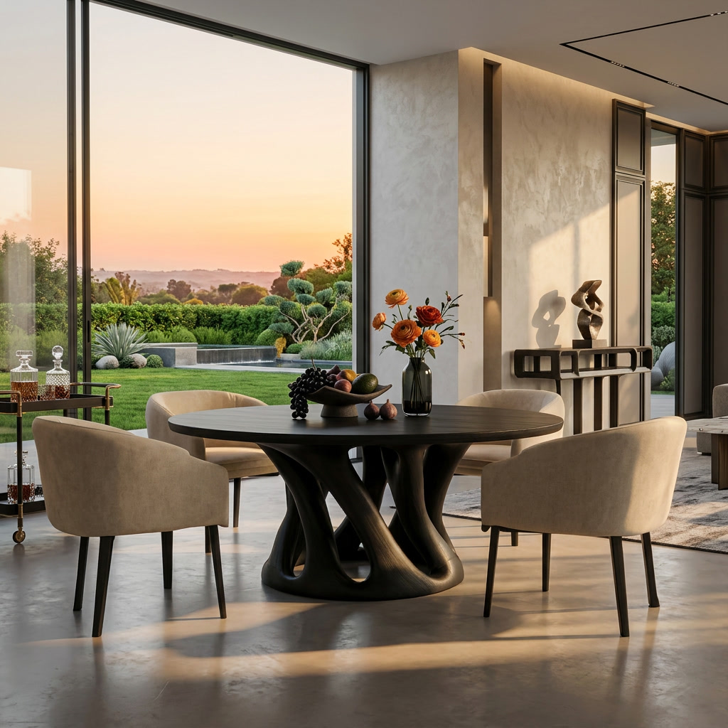 Sculptural Round Dining Table For Contemporary Interior RTTHTTDN030