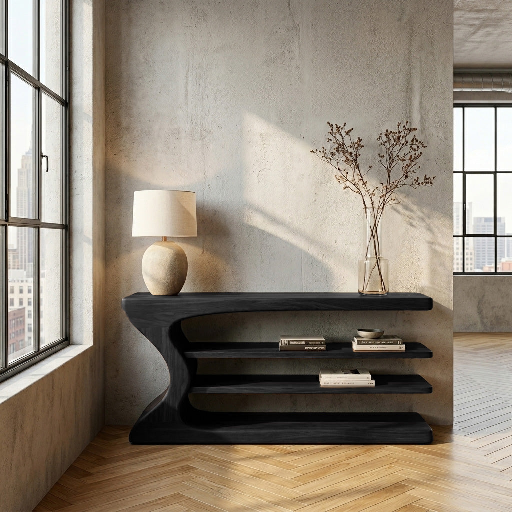 Artistic Natural Wood Console Table For Minimal Entry Interior RTTHHNCS034