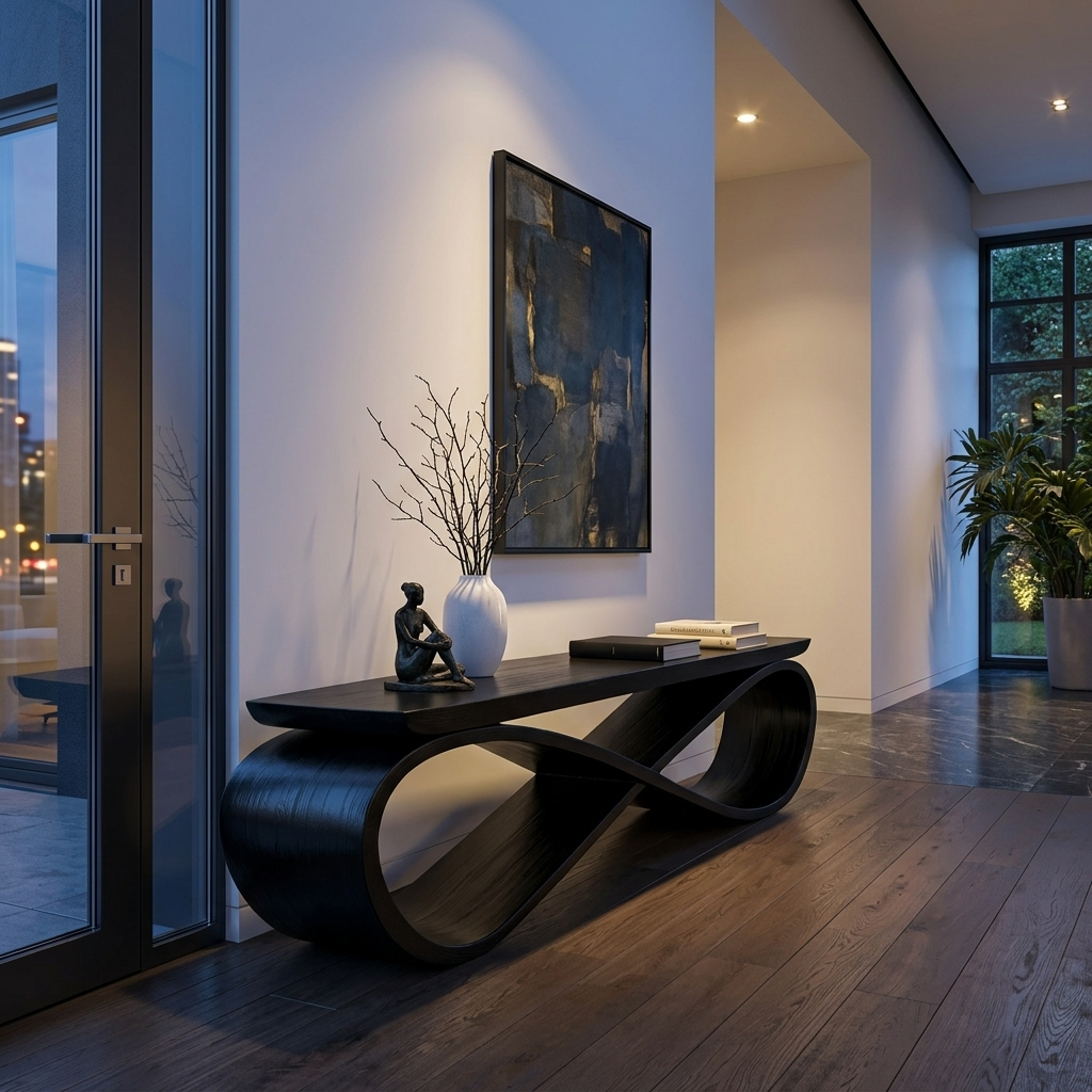 Infinity Loop Sculptural Bench For Entryway Or Living Room SITHTTCHR047