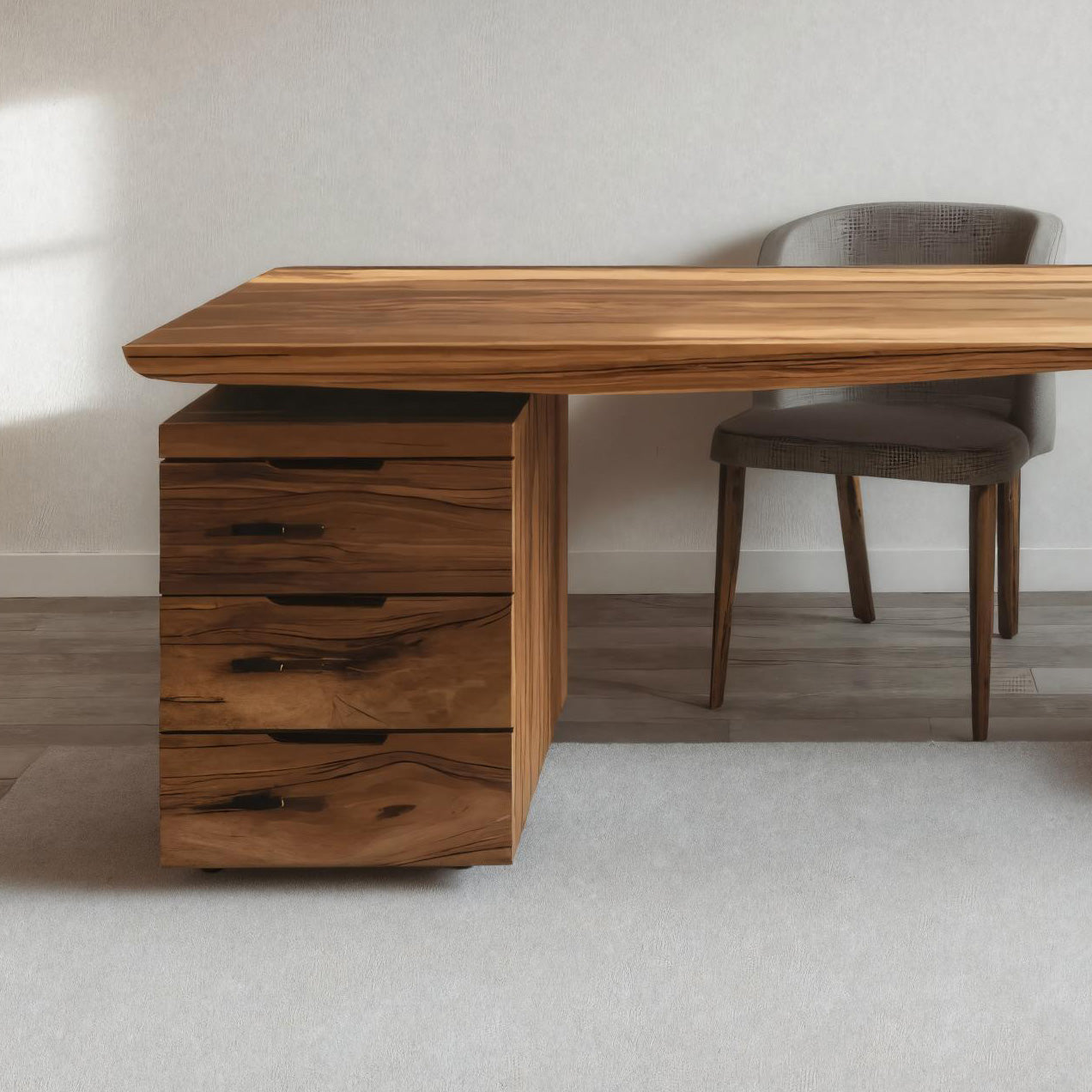 Modern Carved Desk Curved Leg With Drawer Cabinet For Workspace RTTHHNDE079