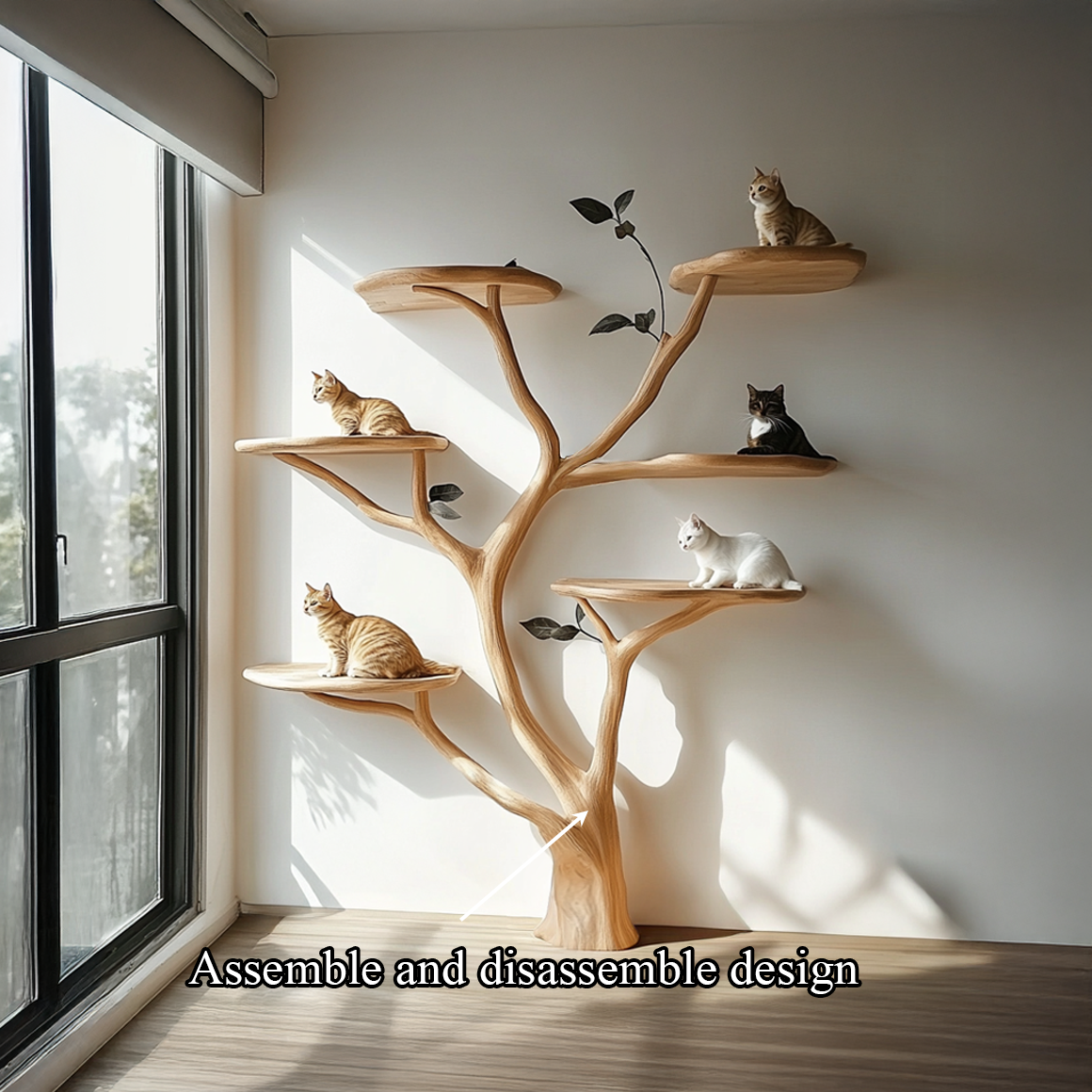 Mid Century Handcrafted Cat Tree Shelf Artistic Wall Living Space SINLSATT068