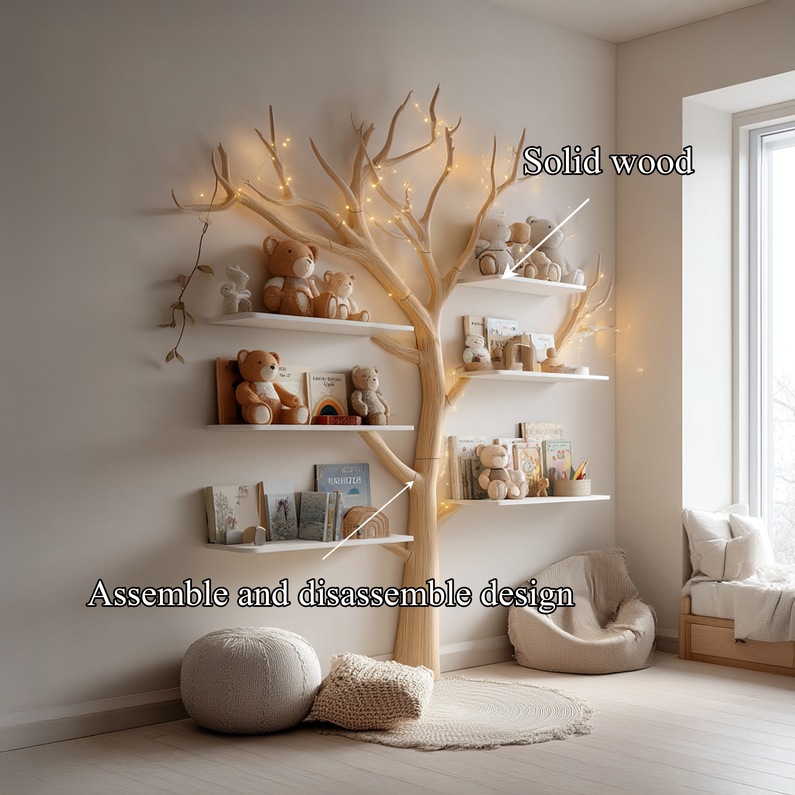 Rustic Tree Bookshelf Nursery Bedroom SINLSATB257