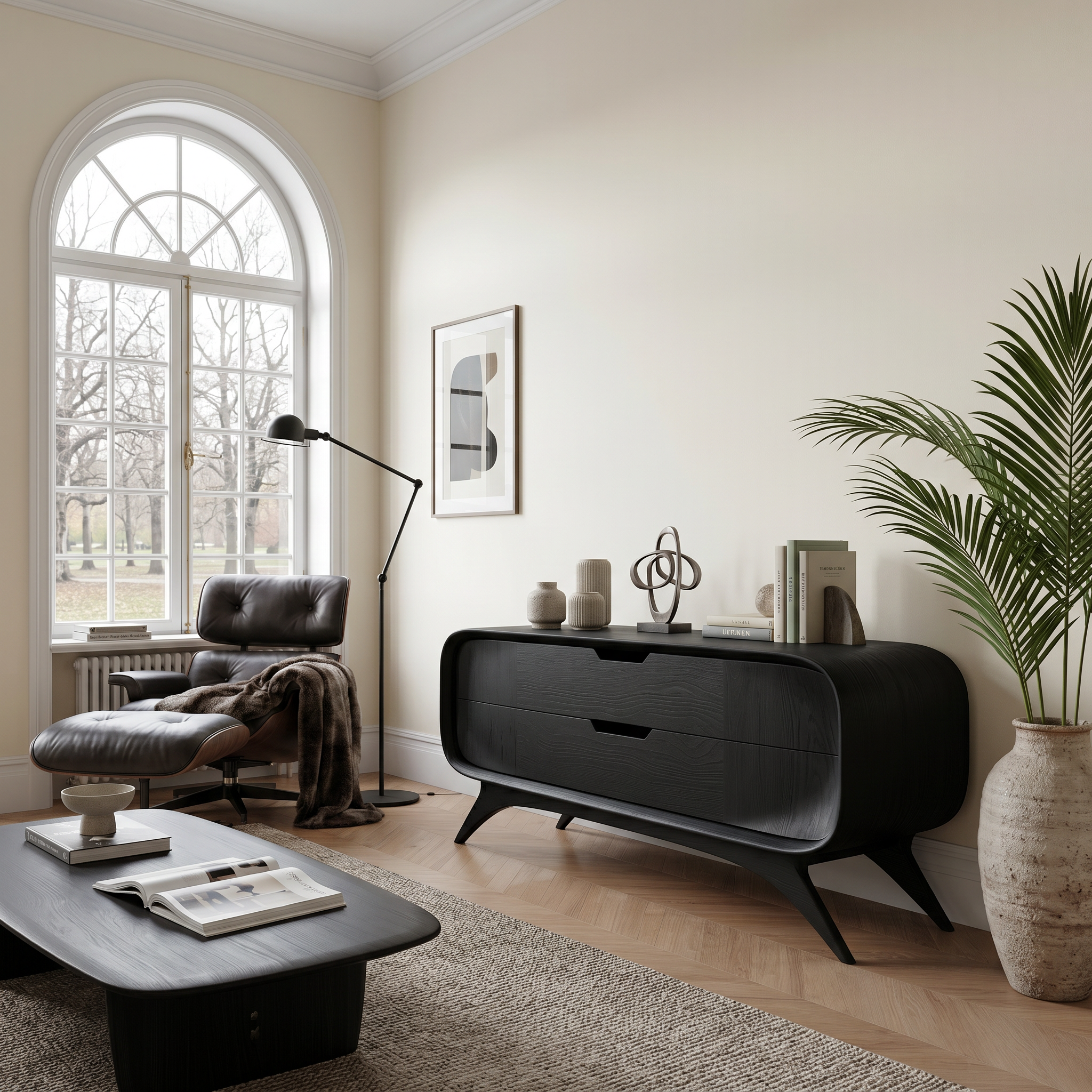Mid Century Curved Sideboard For Holiday Or Living Room SITHTTCM041
