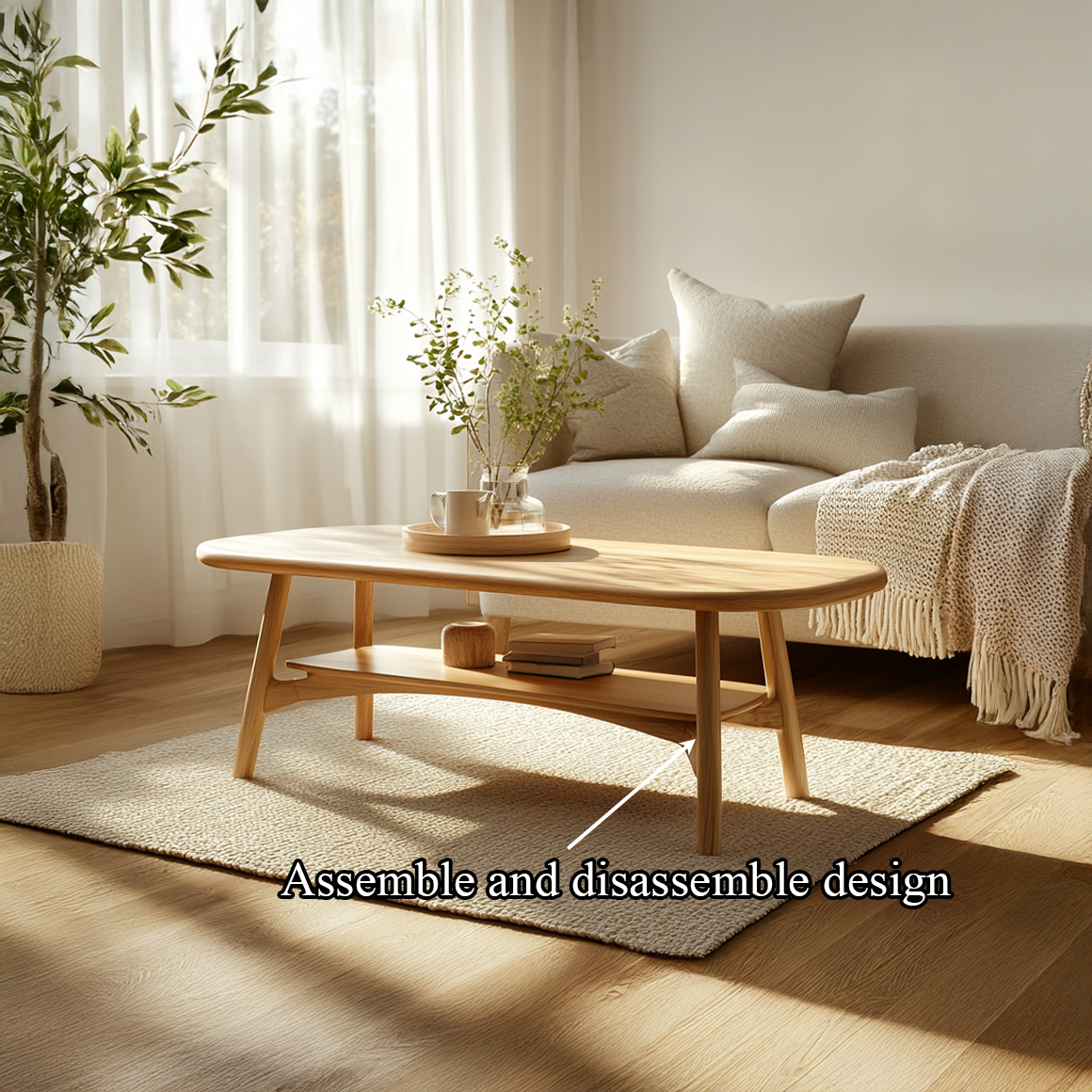 Scandinavian Soft Edge Coffee Table Living Room SINLSACF225