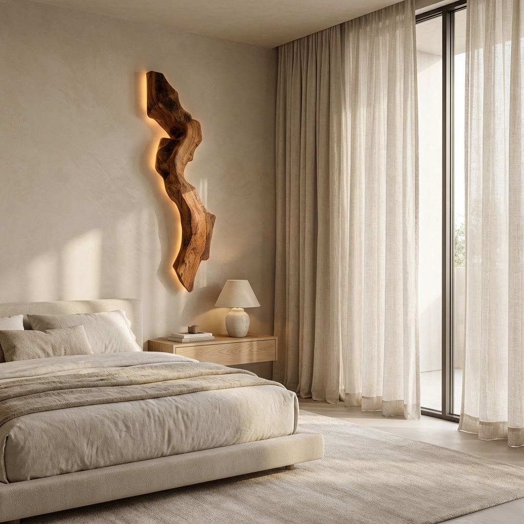 Abstract Live Edge Wall Lamp For Bedroom RTTHHNLAM050