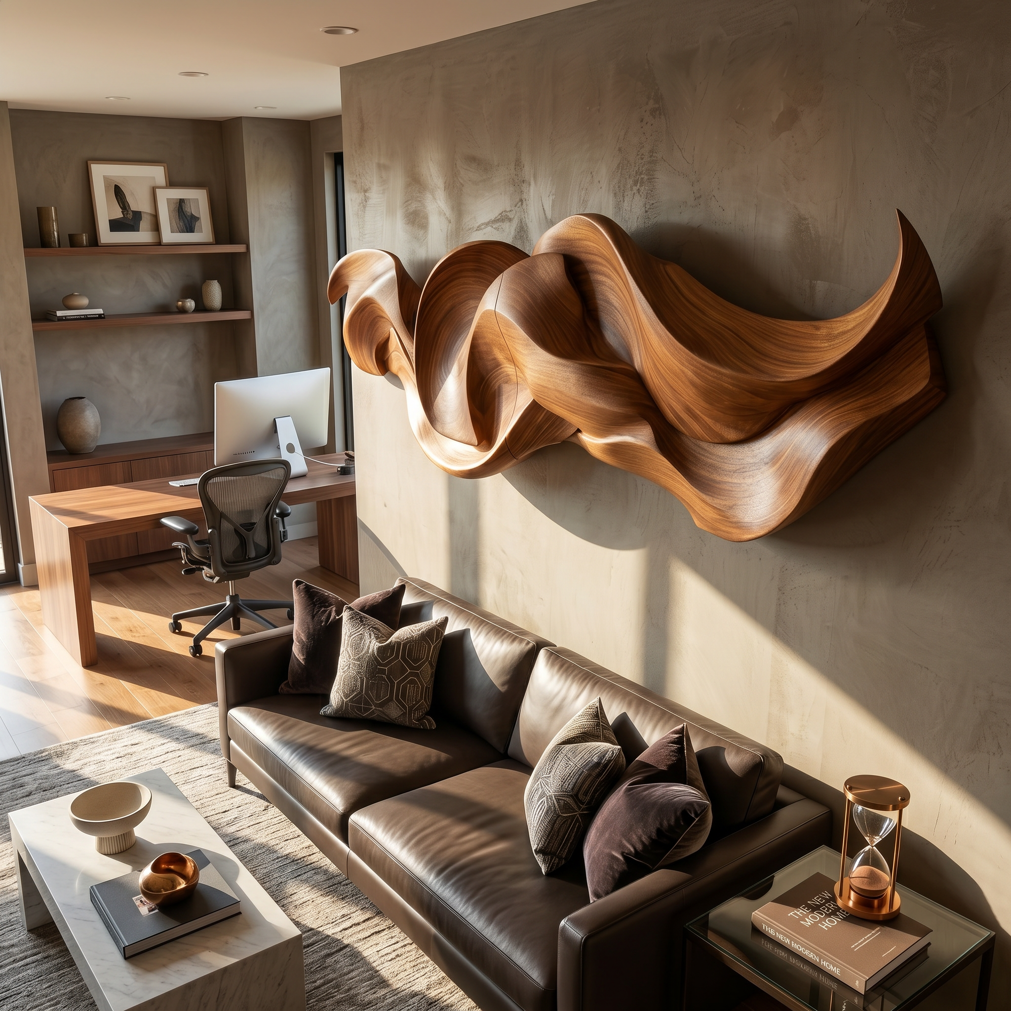 Contemporary Organic Ribbon Wood Wall Art Dining Room Interior Decor SILDTTRWA127