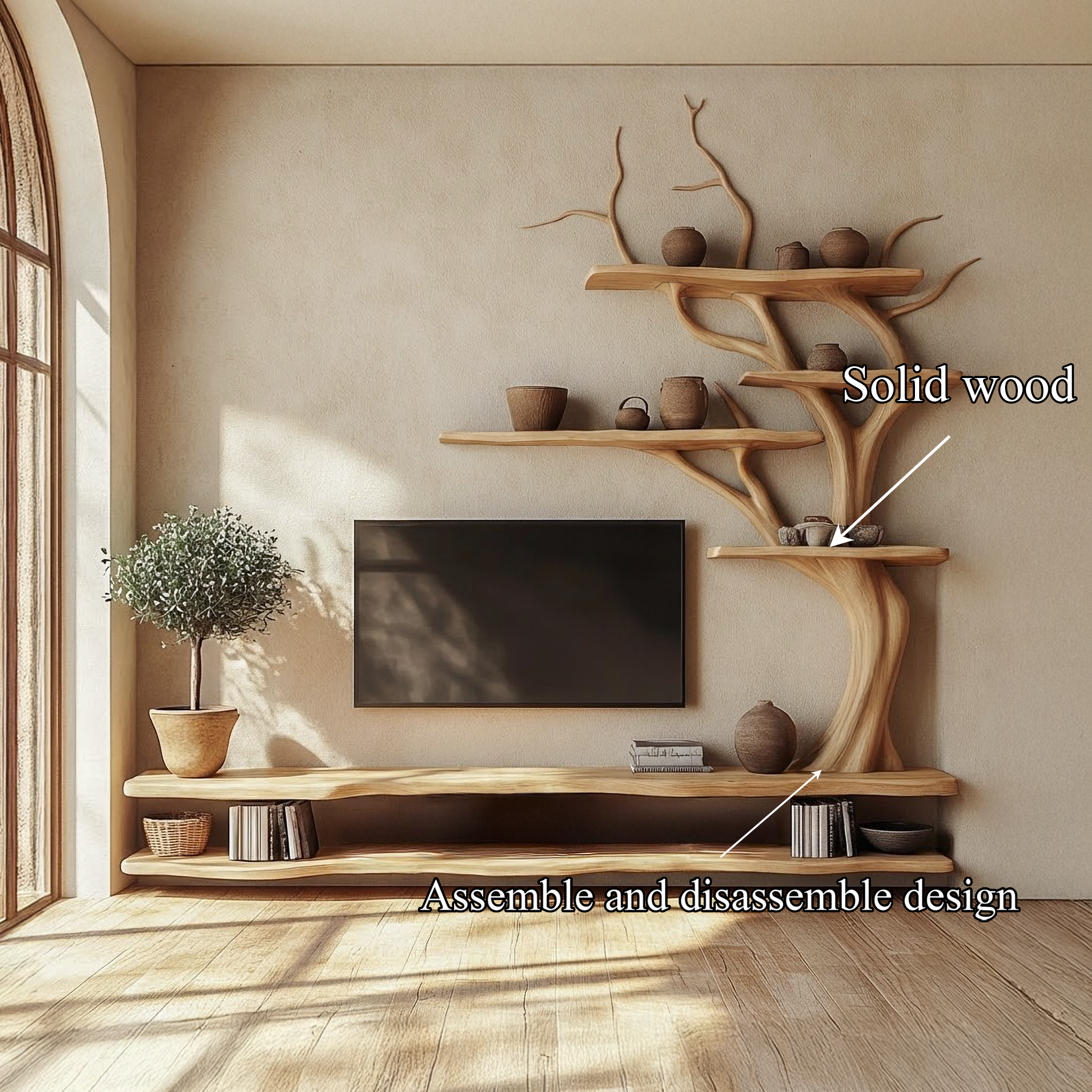 Rustic Tree Inspired TV Stand For Living Room And Family Space SINLSATB698