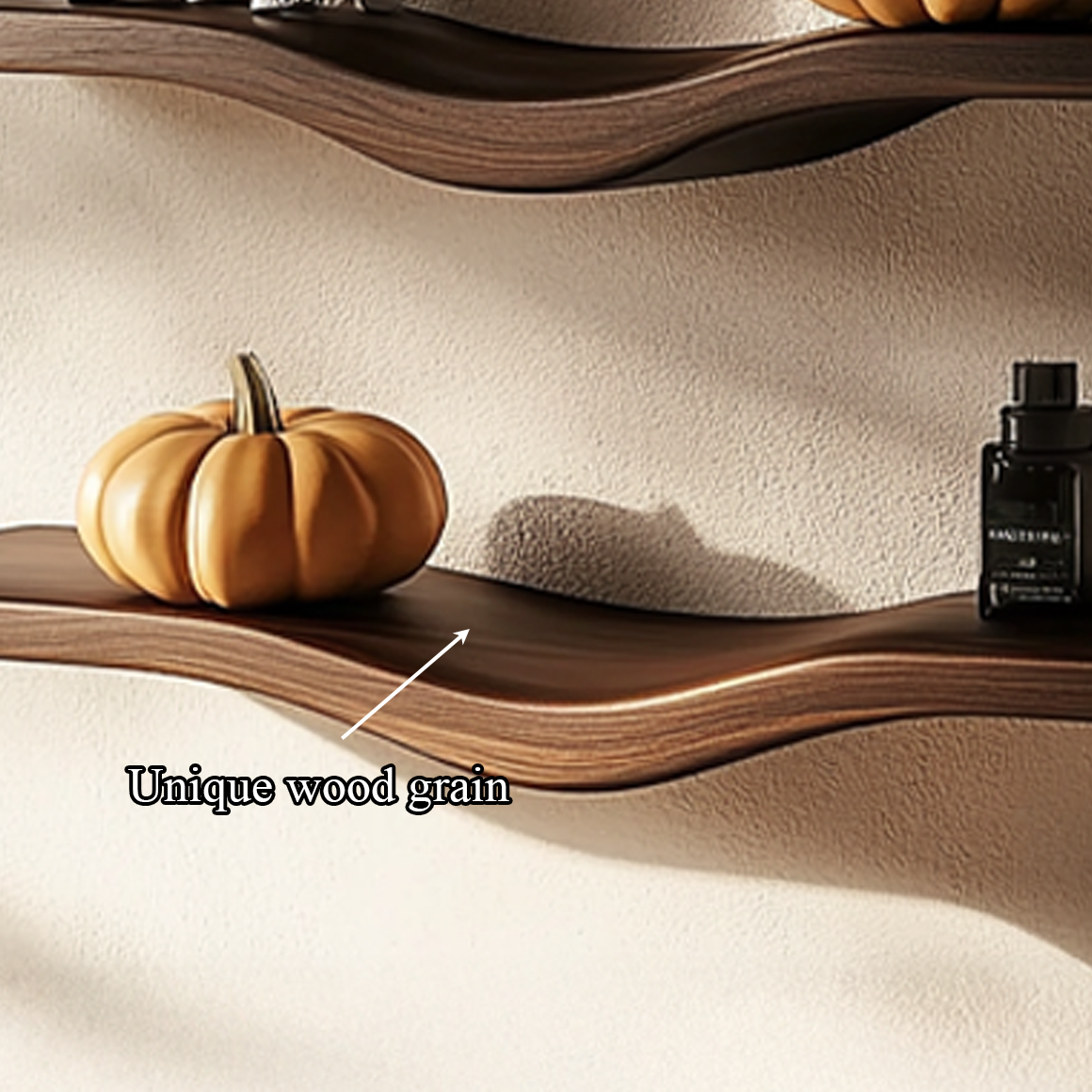 Mid Century Wavy Floating Shelf Halloween Wall Display SINLSAWV014
