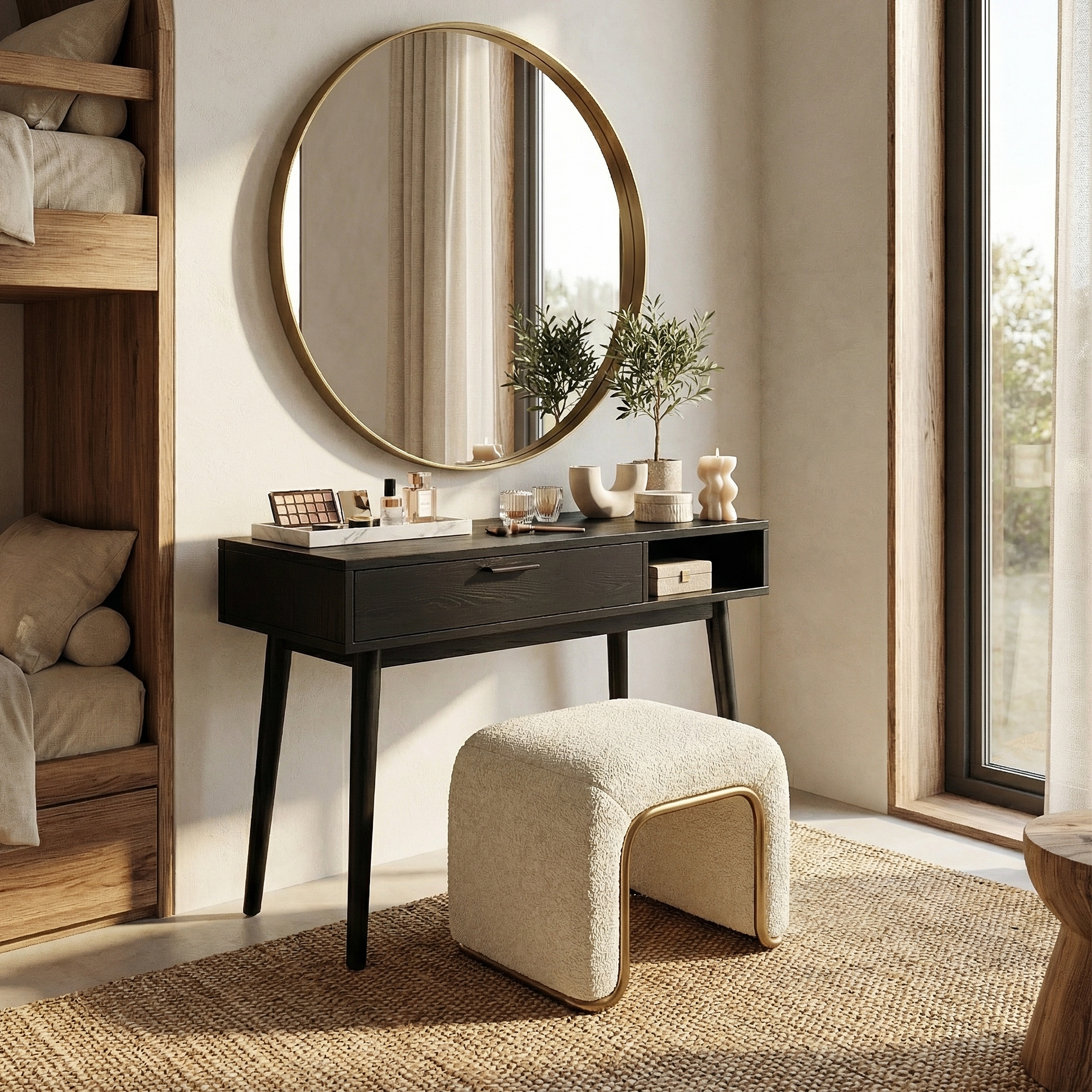 Japandi Makeup Desk Bedroom Dressing Area Personal Beauty Space SILDTTRMV016