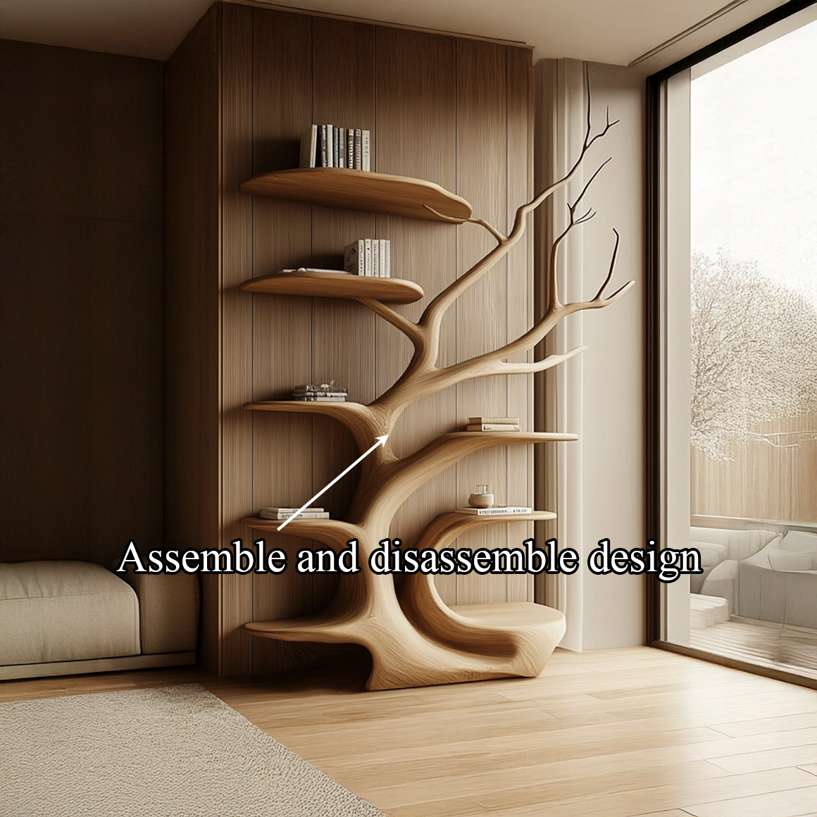 Rustic Tree Bookshelf Bedroom Cozy Artistic Corner SINLSATB316