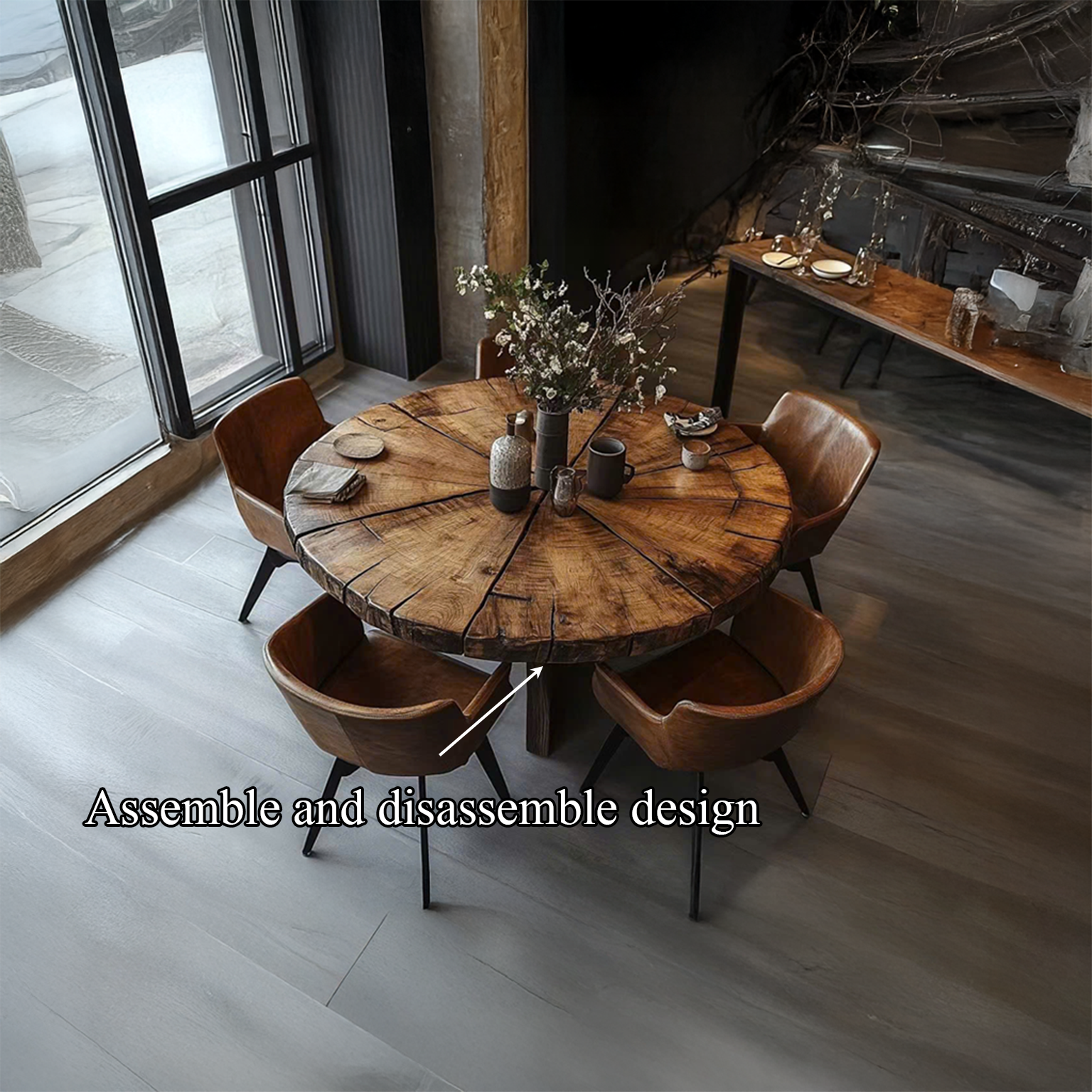 Rustic Round Dining Table Kitchen Or Dining Room SINLSADT072