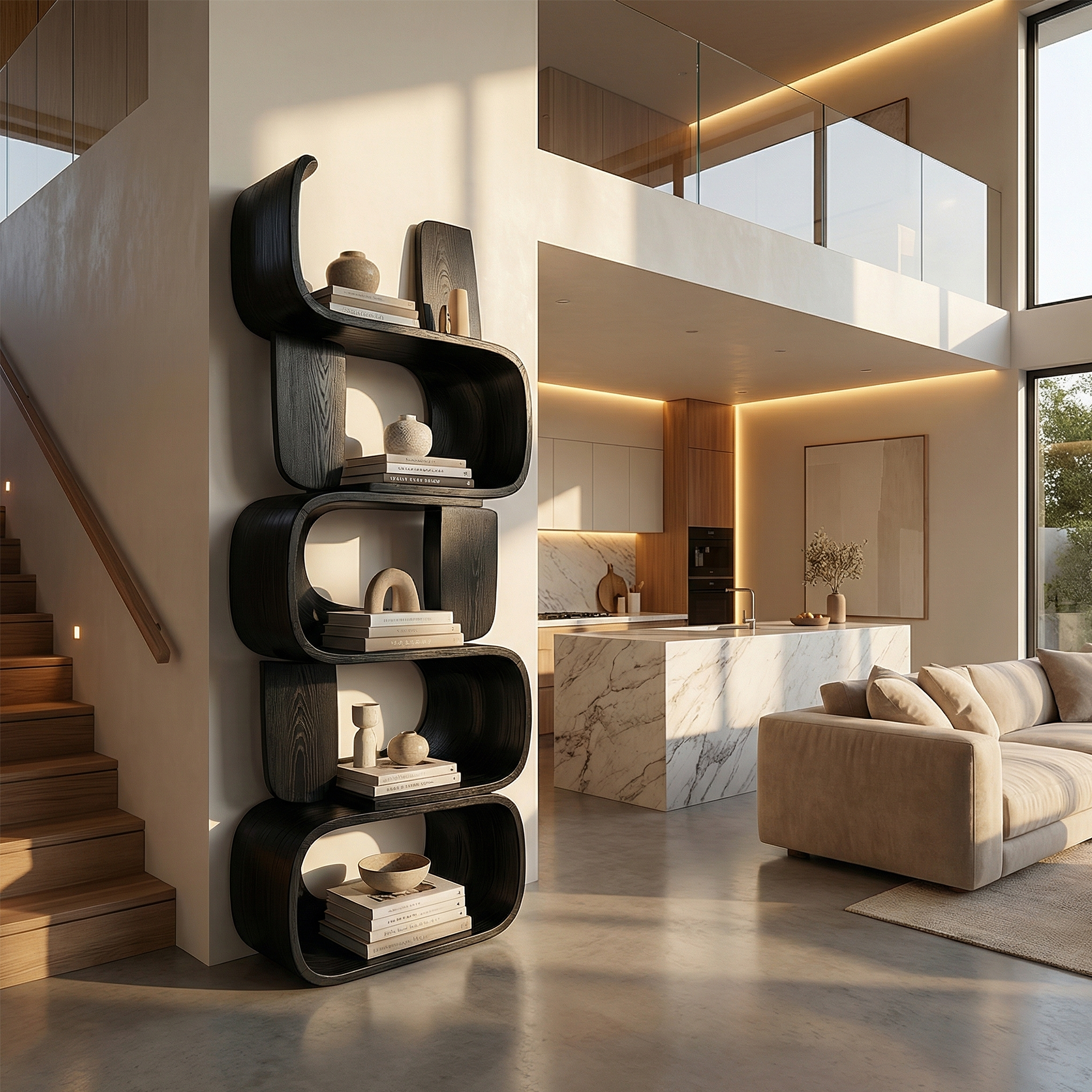 Contemporary Modern Unique Bookshelf Living Room Storage SILDTTRBS006