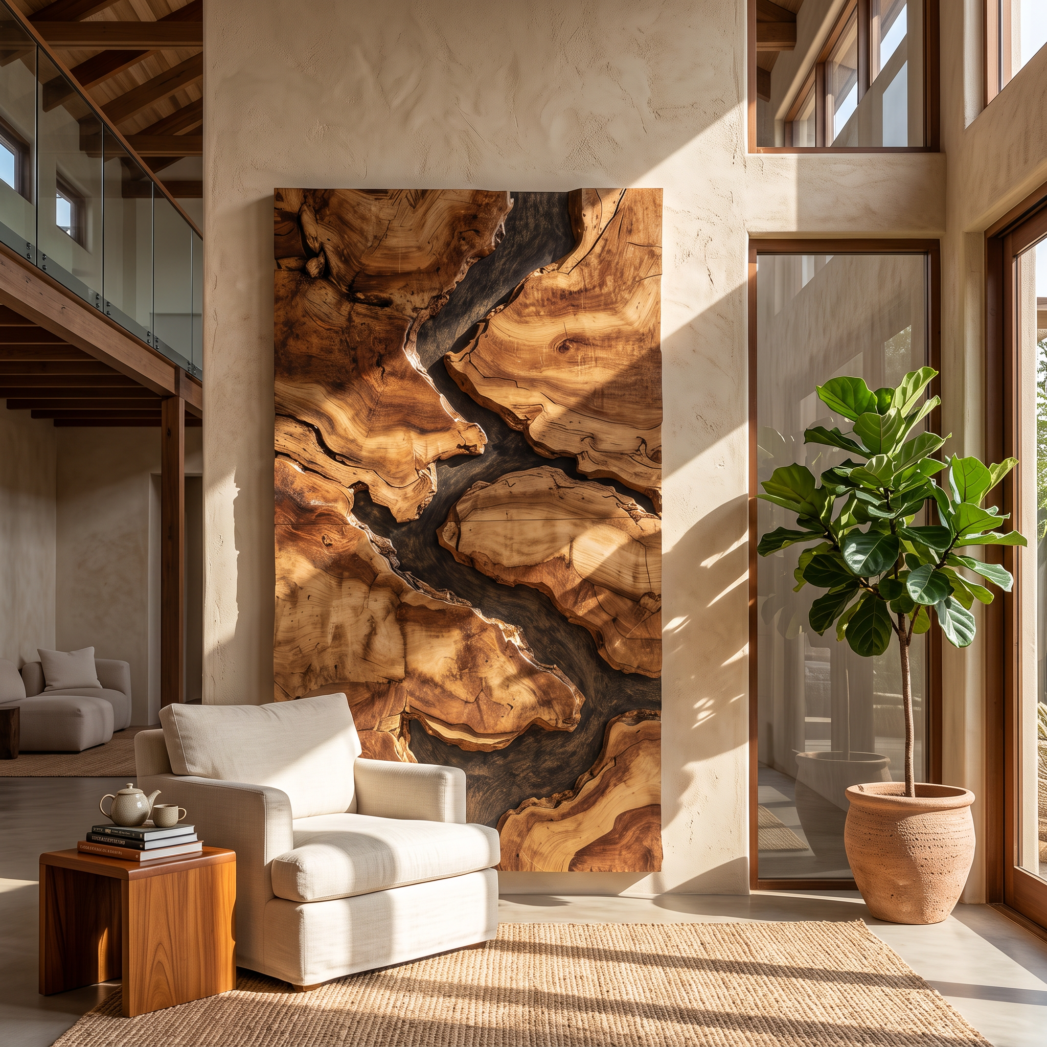 Mid Century Solid Wood Wall Sculpture For Living Room SILDTTRWA034