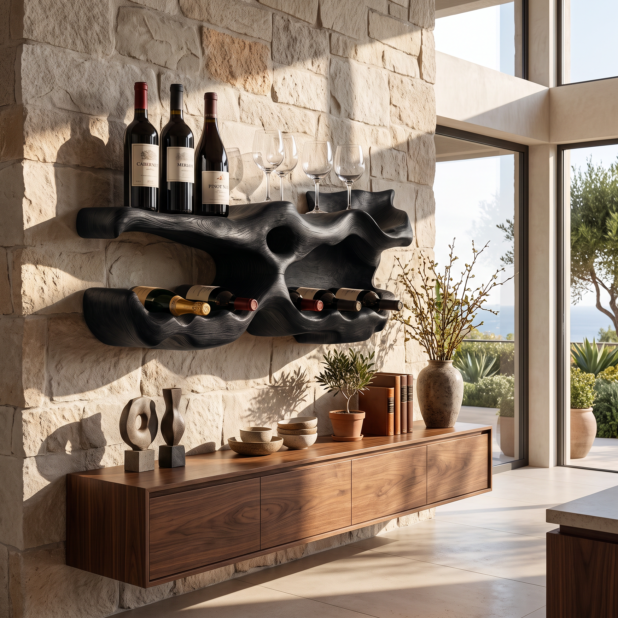 Farmhouse Wine Holder For Living Room Shelf Accent SILDTTNWH016