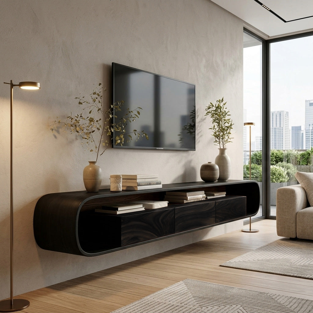 Organic Modern Floating TV Console For Living Room RTTHHNTVC059