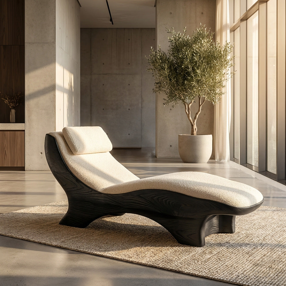 Sculptural Natural Wood Lounge Chair For Bedroom Corner RTTHHNSFA033