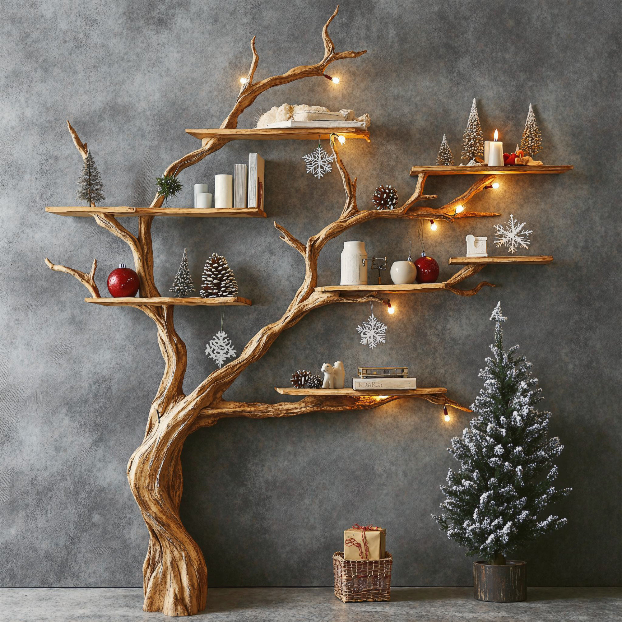 Tree Branch Floating Shelf Solid Wood Live Edge SINLTB081