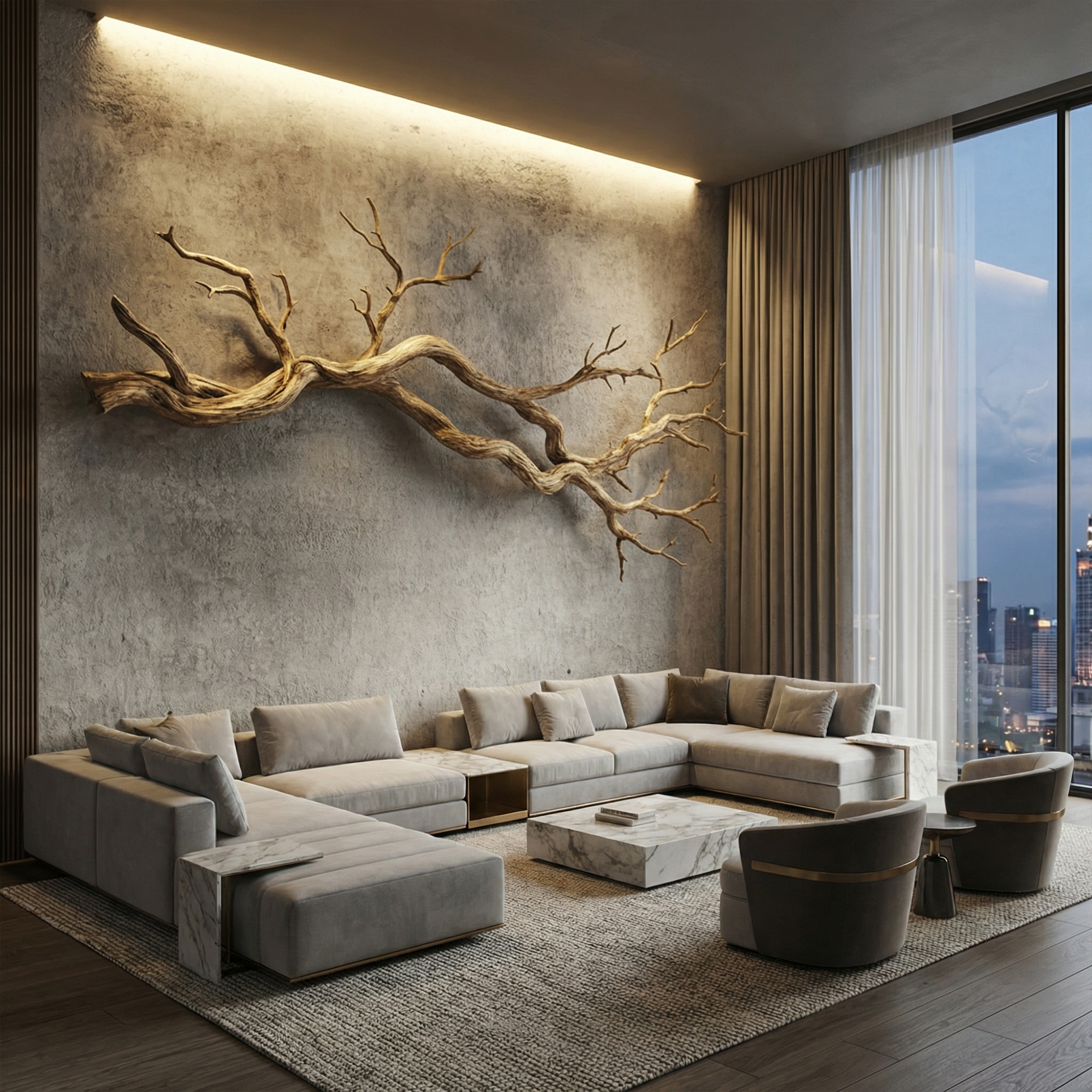 Wabi Sabi Horizontal Branch Wall Sculpture Living Room SINLKIWD061