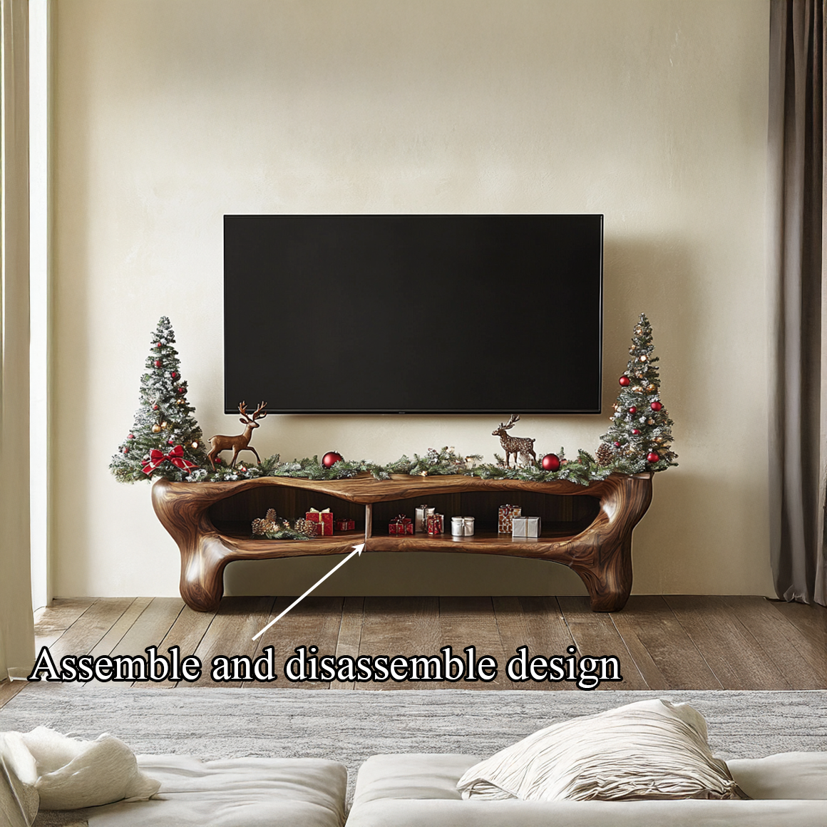 Rustic Christmas TV Cabinet Festive Living Room SINLSASC216