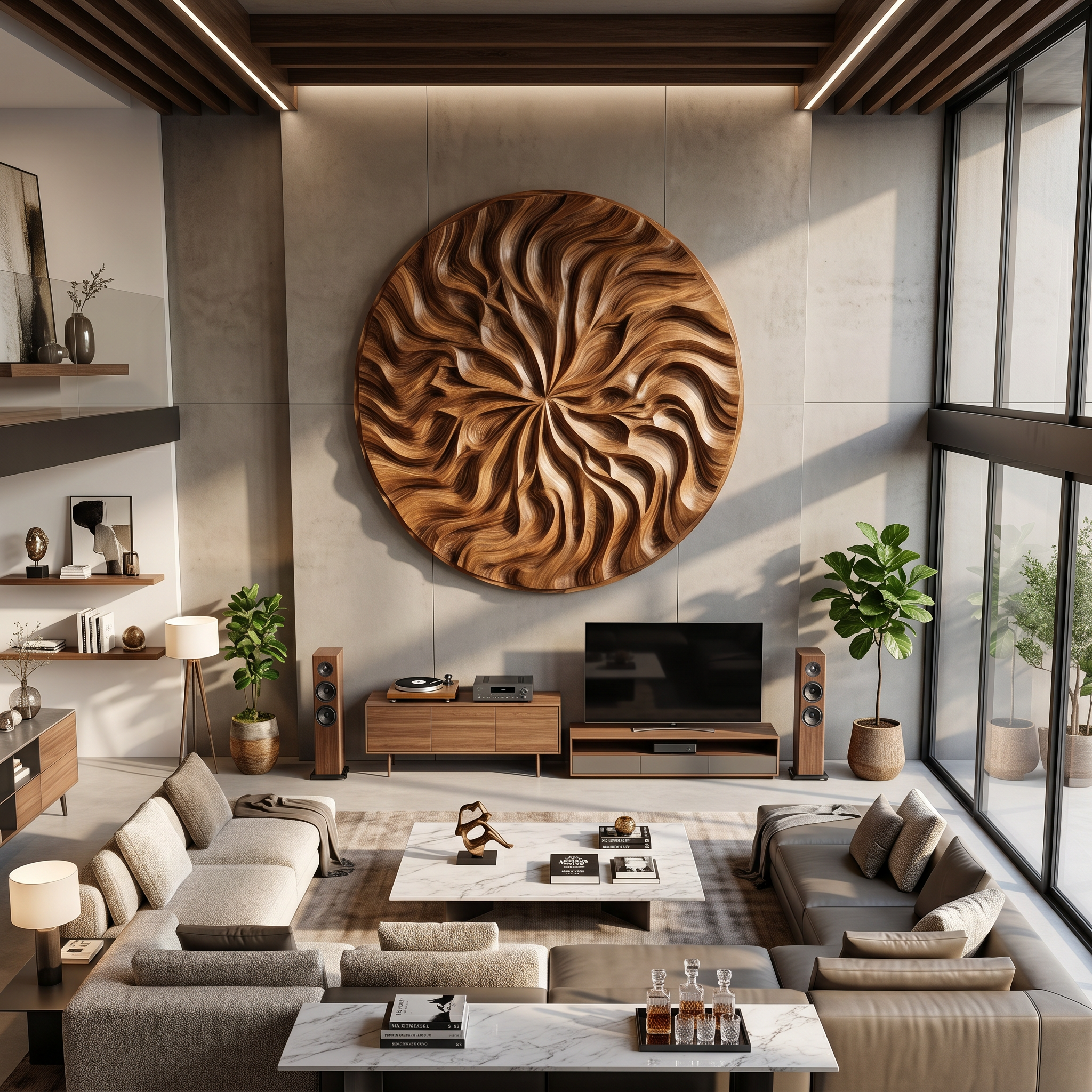 Abstract Flow Wood Wall Art Contemporary Neutral Hallway Decor SILDTTRWA118