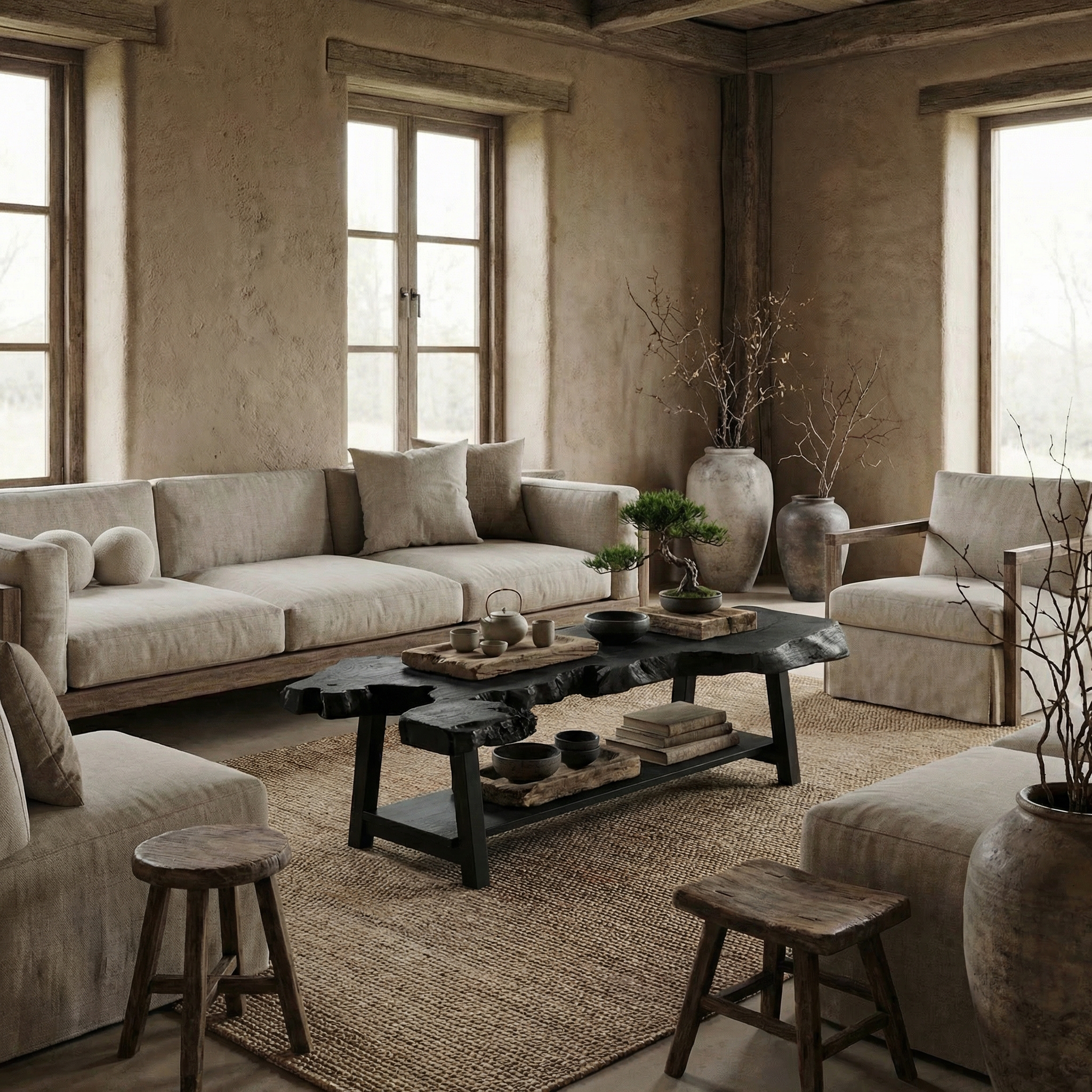 Natural Edge Wood Coffee Table For Living Room SINLSACF351