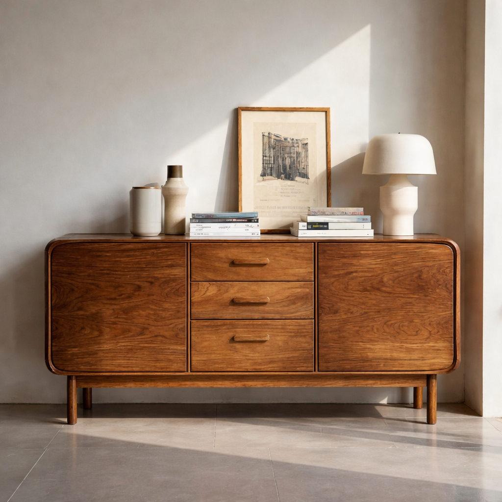 Modern Organic Sideboard With Center Drawers For Living Room RTTHHNSD017