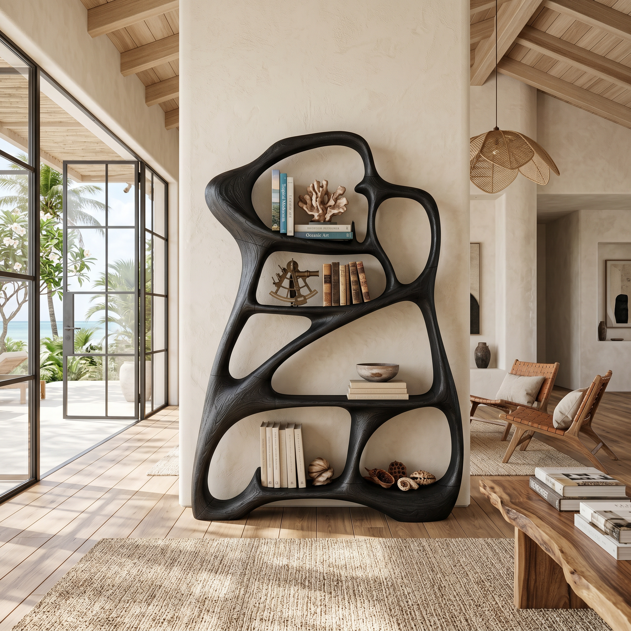 Organic Reading Corner Bookcase For Contemporary Interior SILDTTNBS061