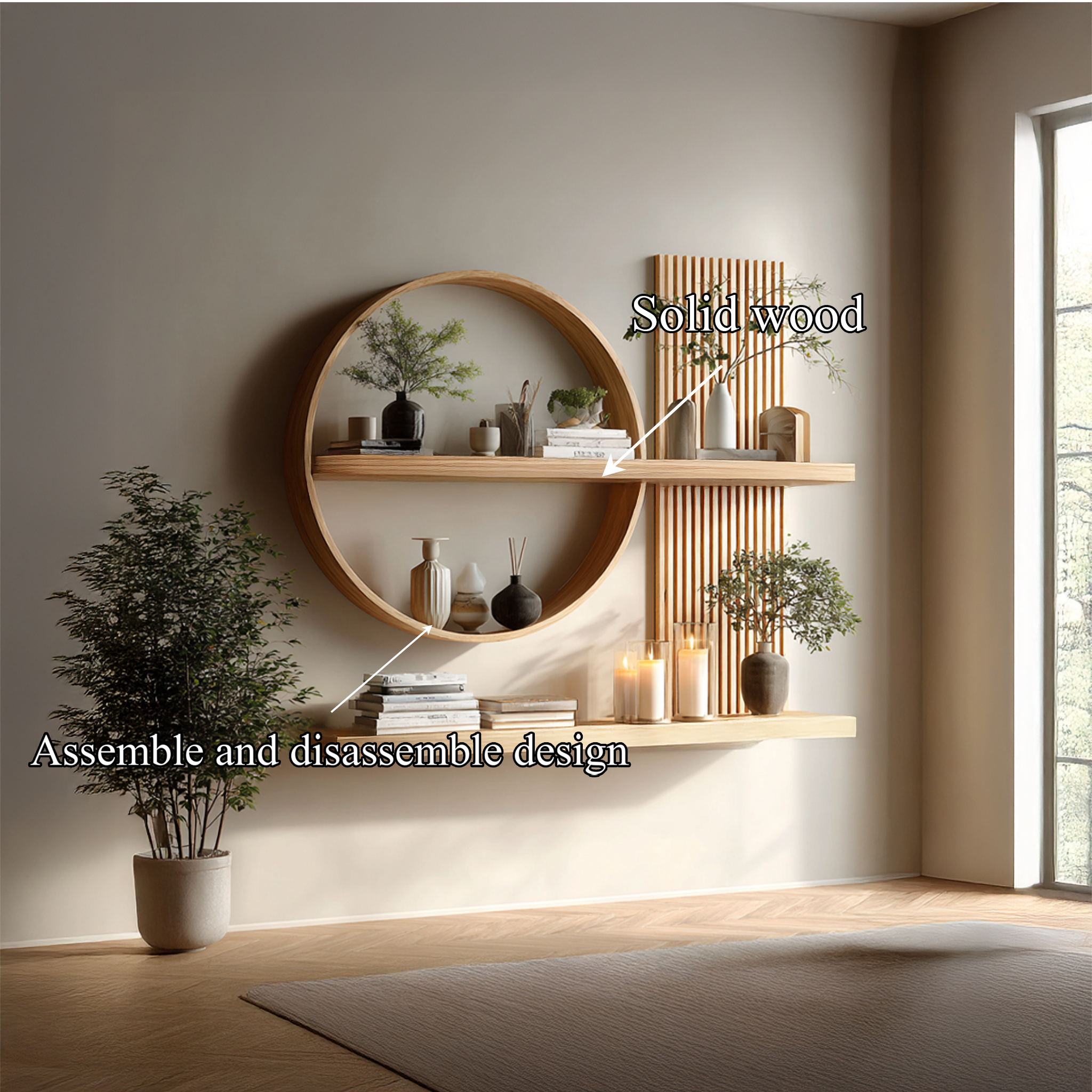 Scandinavian Japanese Wall Decor Shelf Living Room And Natural Room SINLSAFL234