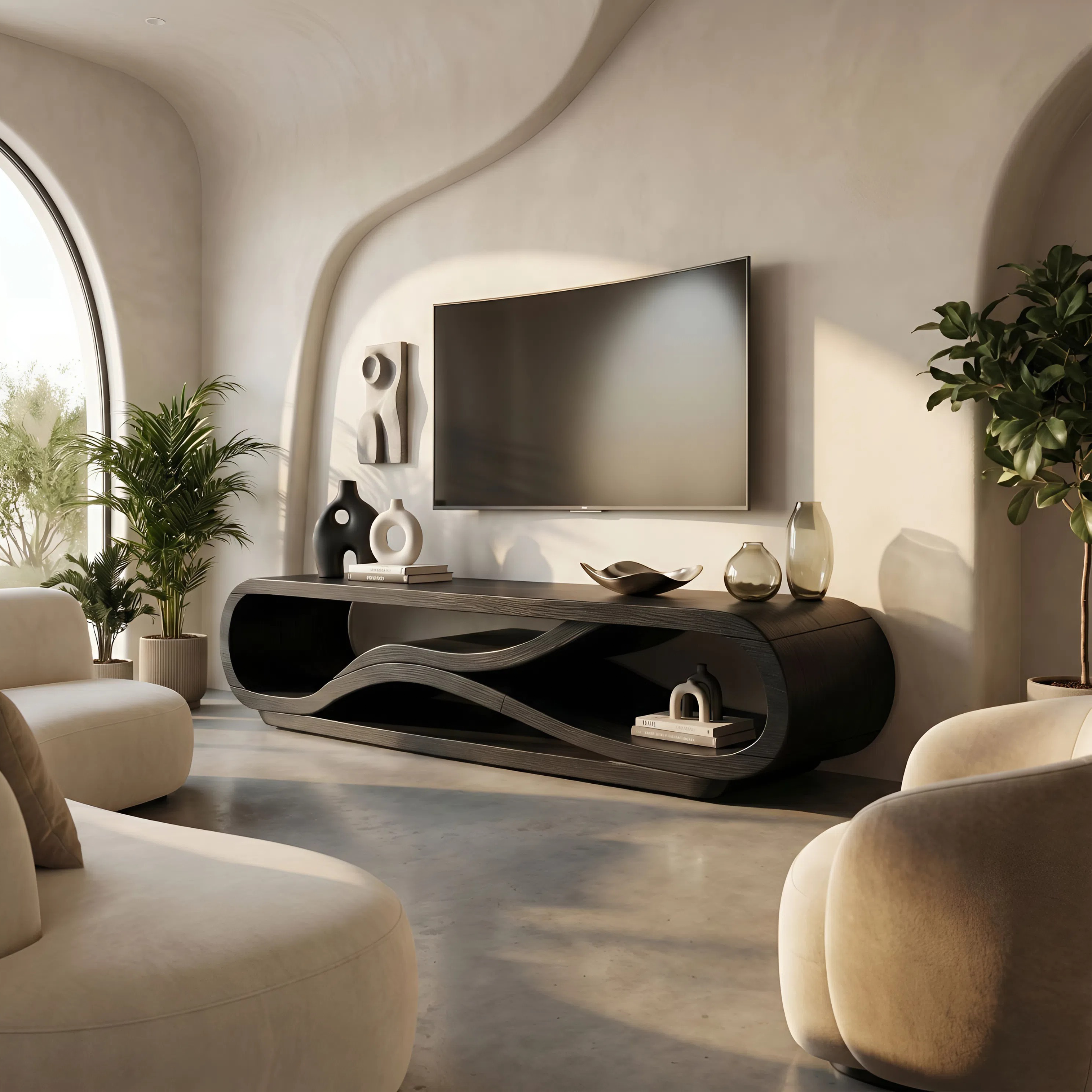 Modern Curved TV Cabinet For Home Interior SILDTTNTVC121