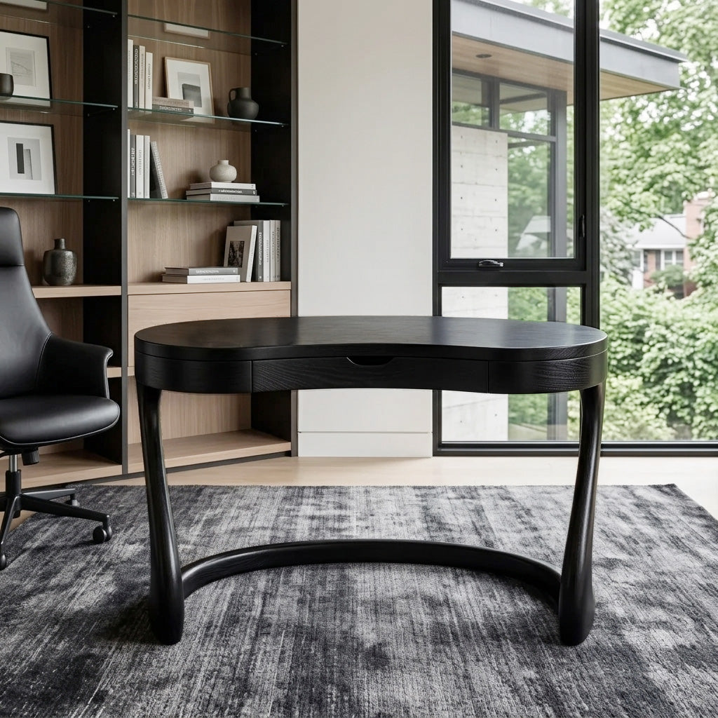 Modern Sculpted Desk With Drawers For Minimalist Home Office SITHHNDE025