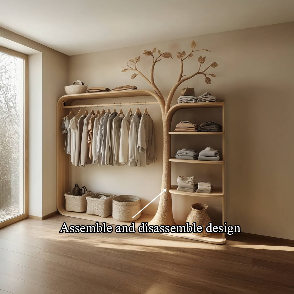 Rustic Clothing Stand Tree Shaped Bedroom Mudroom Entryway SINLSATCR037