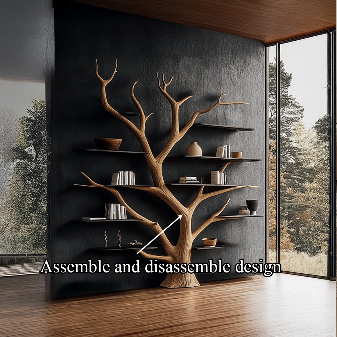 Rustic Artistic Tree Bookshelf Living Room or Home Library Decor SINLSATB346
