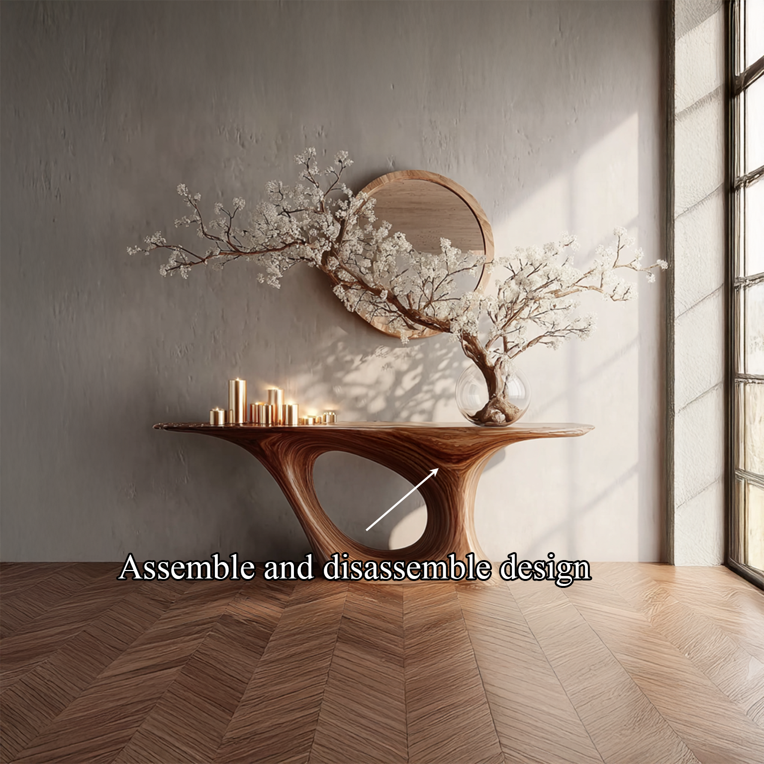 Rustic Sculpt Console Table Entryway Room SINLSACS140