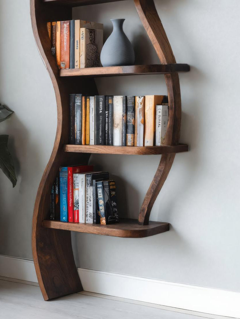 Modern Sculptural Bookshelf With Curved Design For Living Room SITHHNBS038