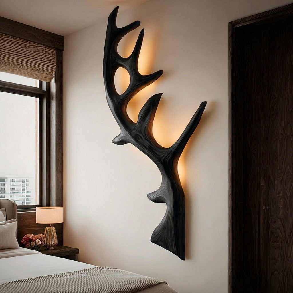 Minimalist Natural Wood Tree Wall Lamp For Bedroom Decor RTTHHNLAM083